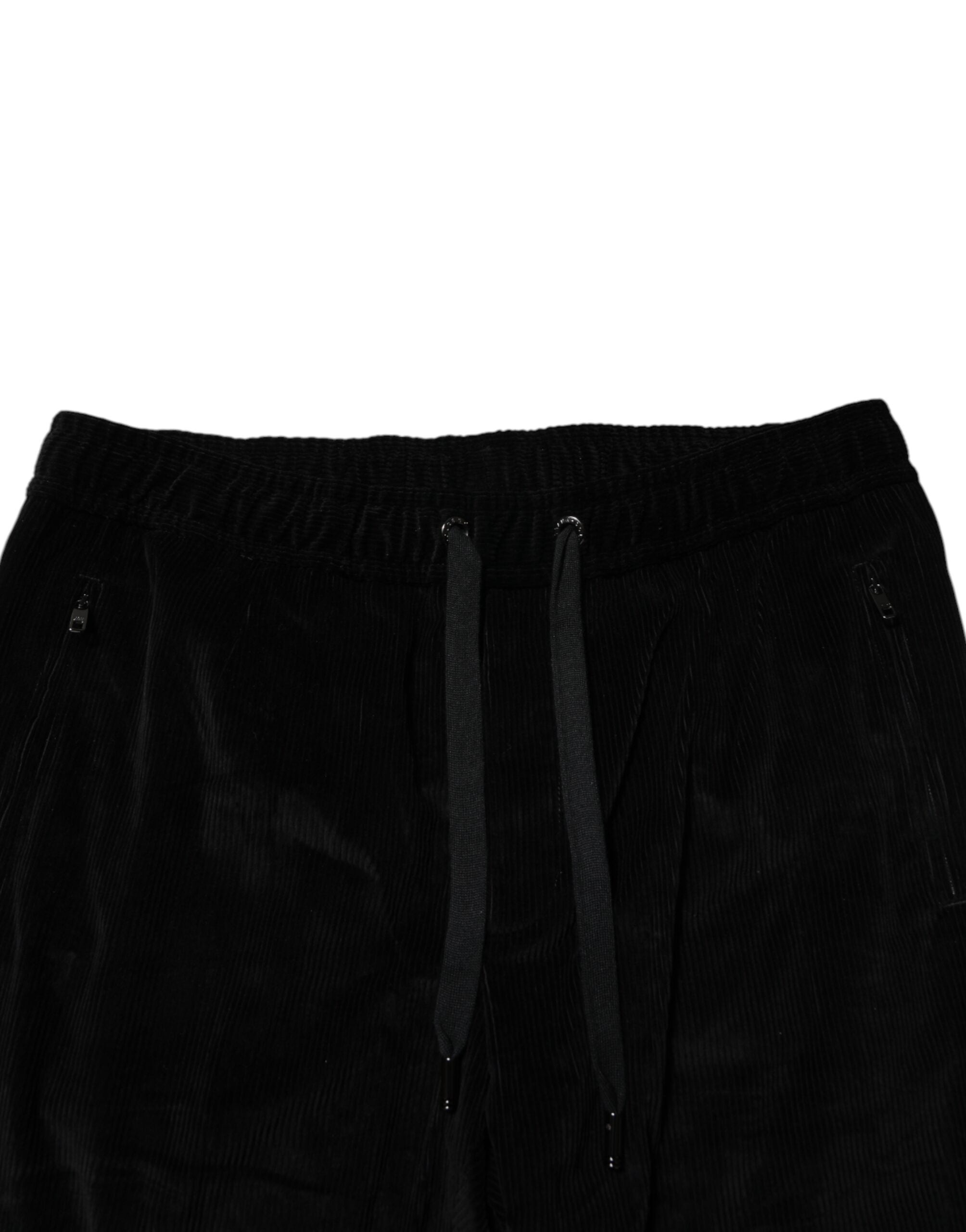 Dolce & Gabbana Black Cotton Men Jogger Sweatpants Pants - Luxe Nova