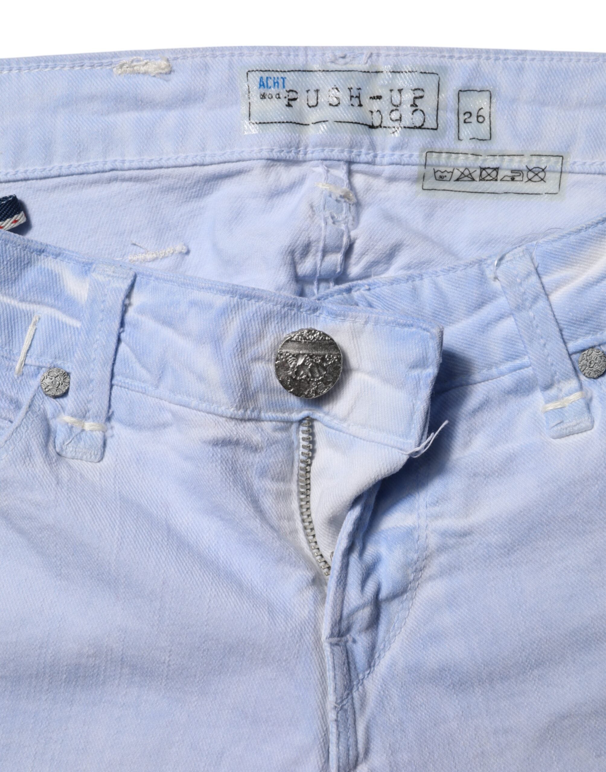 Acht Light Blue Cotton Slim Fit Denim Low Waist Denim Jeans