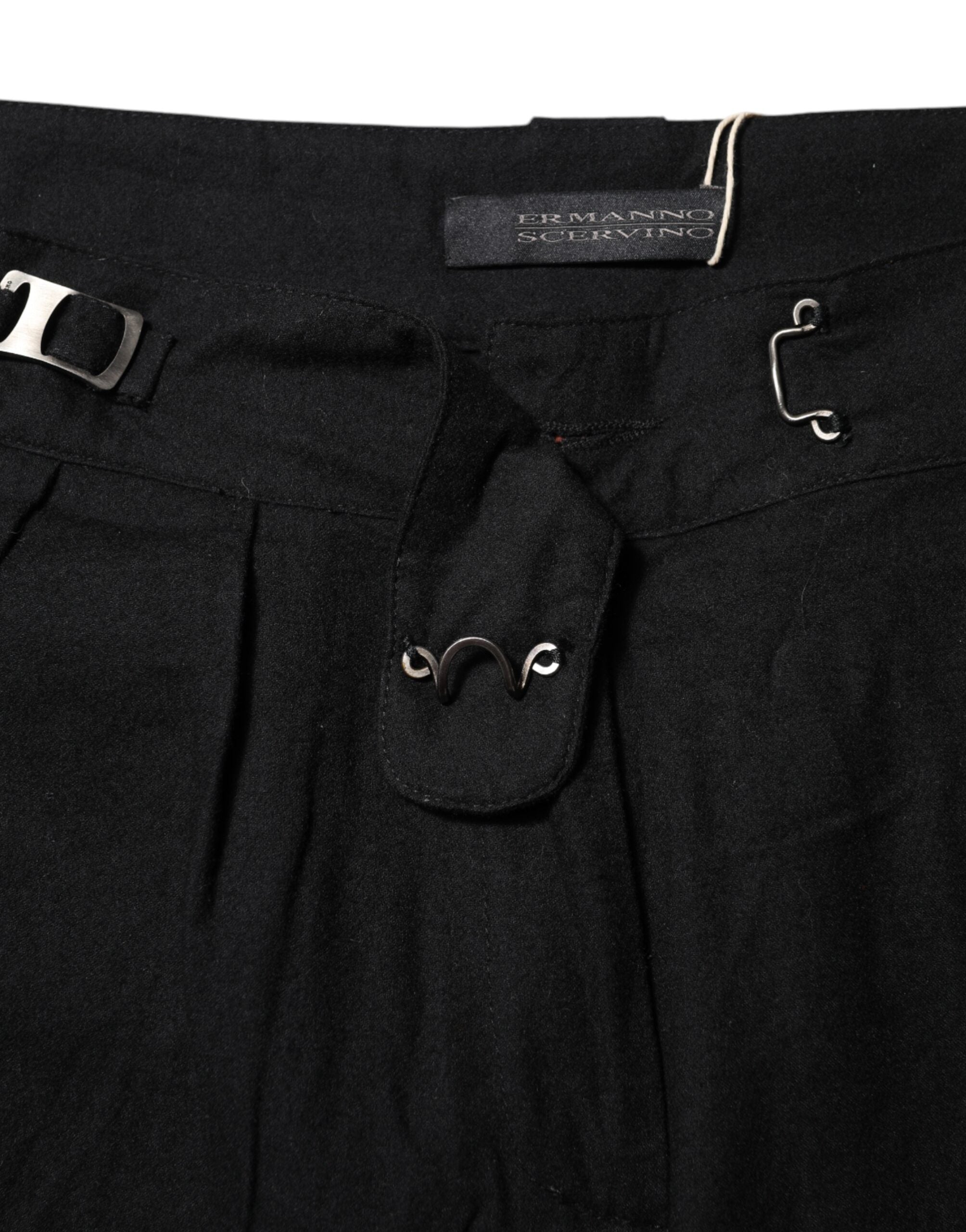Ermanno Scervino Black Straight Fit High Waist Pants