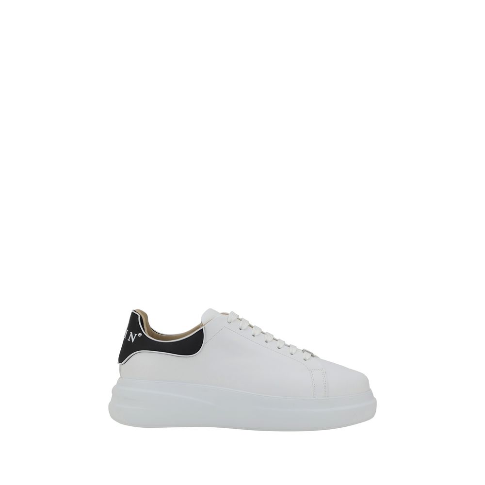Philipp Plein White Calf Leather Bos Taurus Low Top Sneakers - Luxe Nova