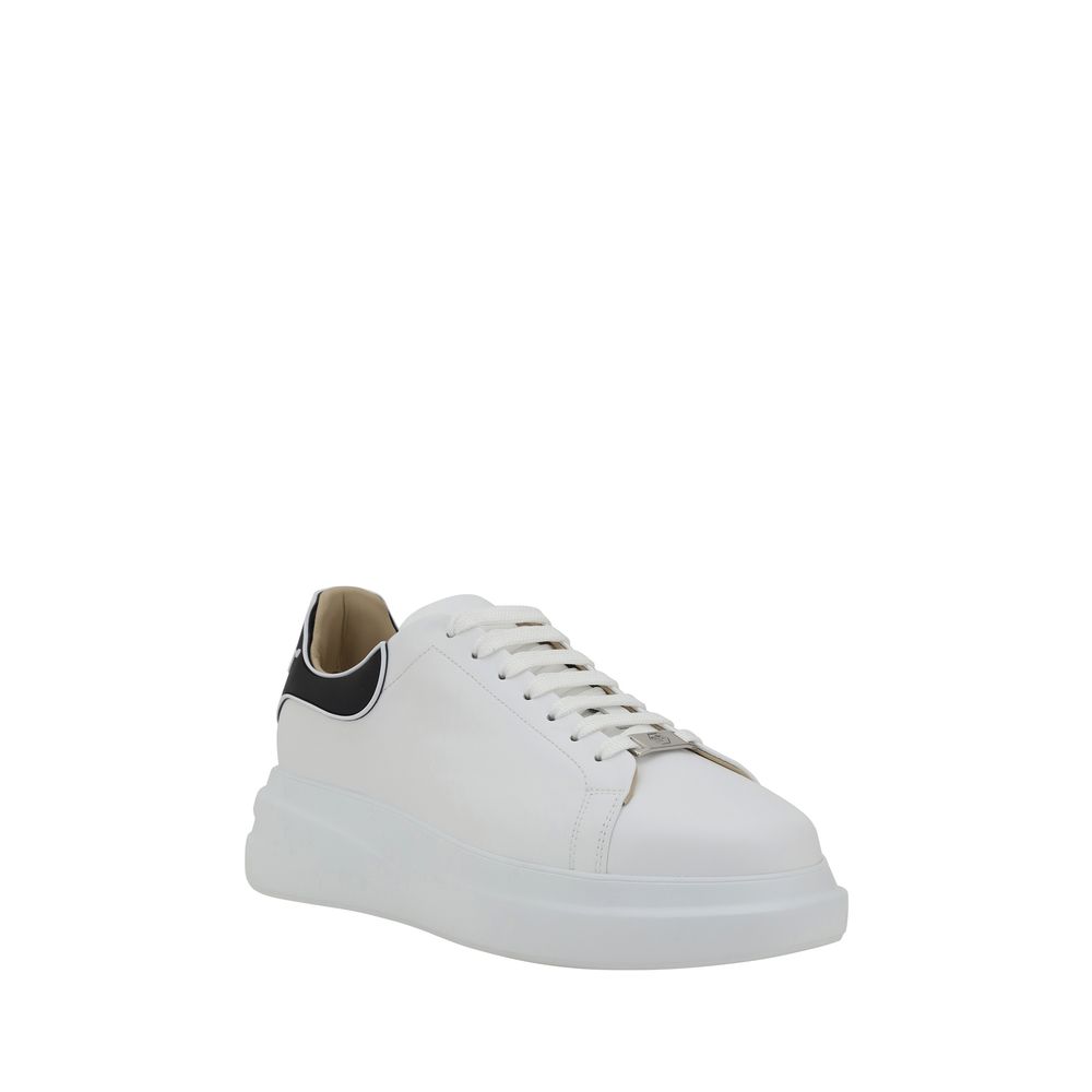 Philipp Plein White Calf Leather Bos Taurus Low Top Sneakers - Luxe Nova