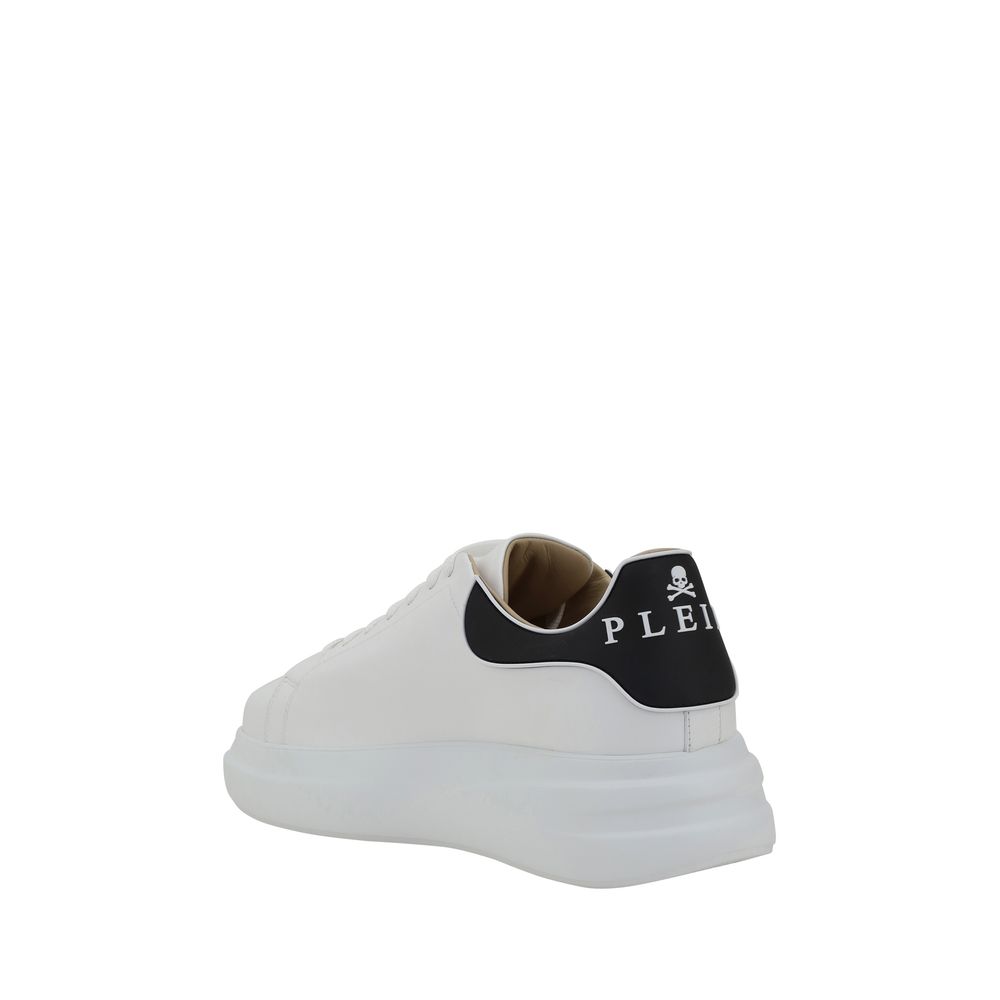 Philipp Plein White Calf Leather Bos Taurus Low Top Sneakers - Luxe Nova