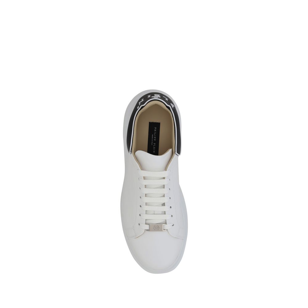 Philipp Plein White Calf Leather Bos Taurus Low Top Sneakers - Luxe Nova