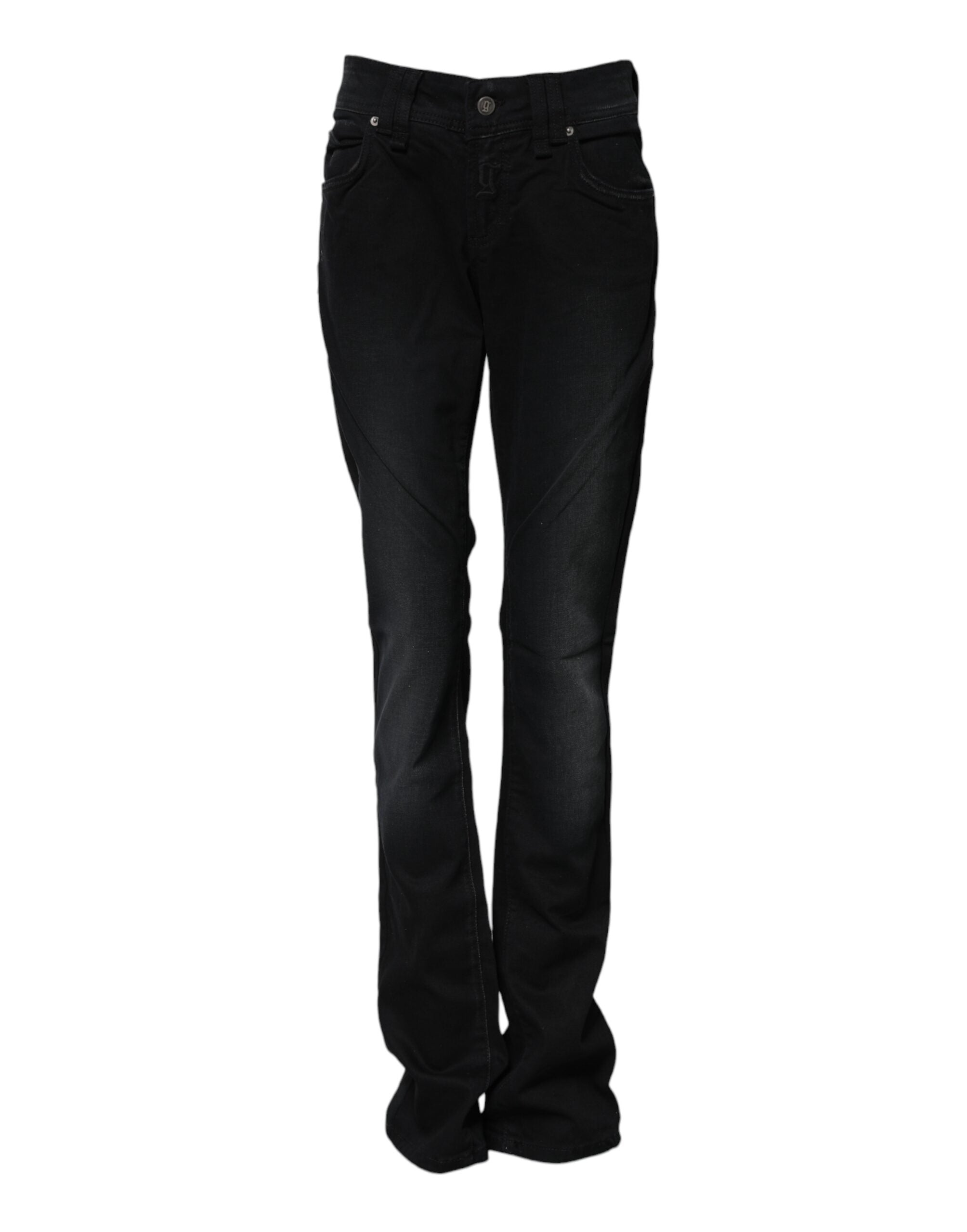 John Galliano Black Cotton Mid Waist Tapered Denim Jeans - Luxe Nova