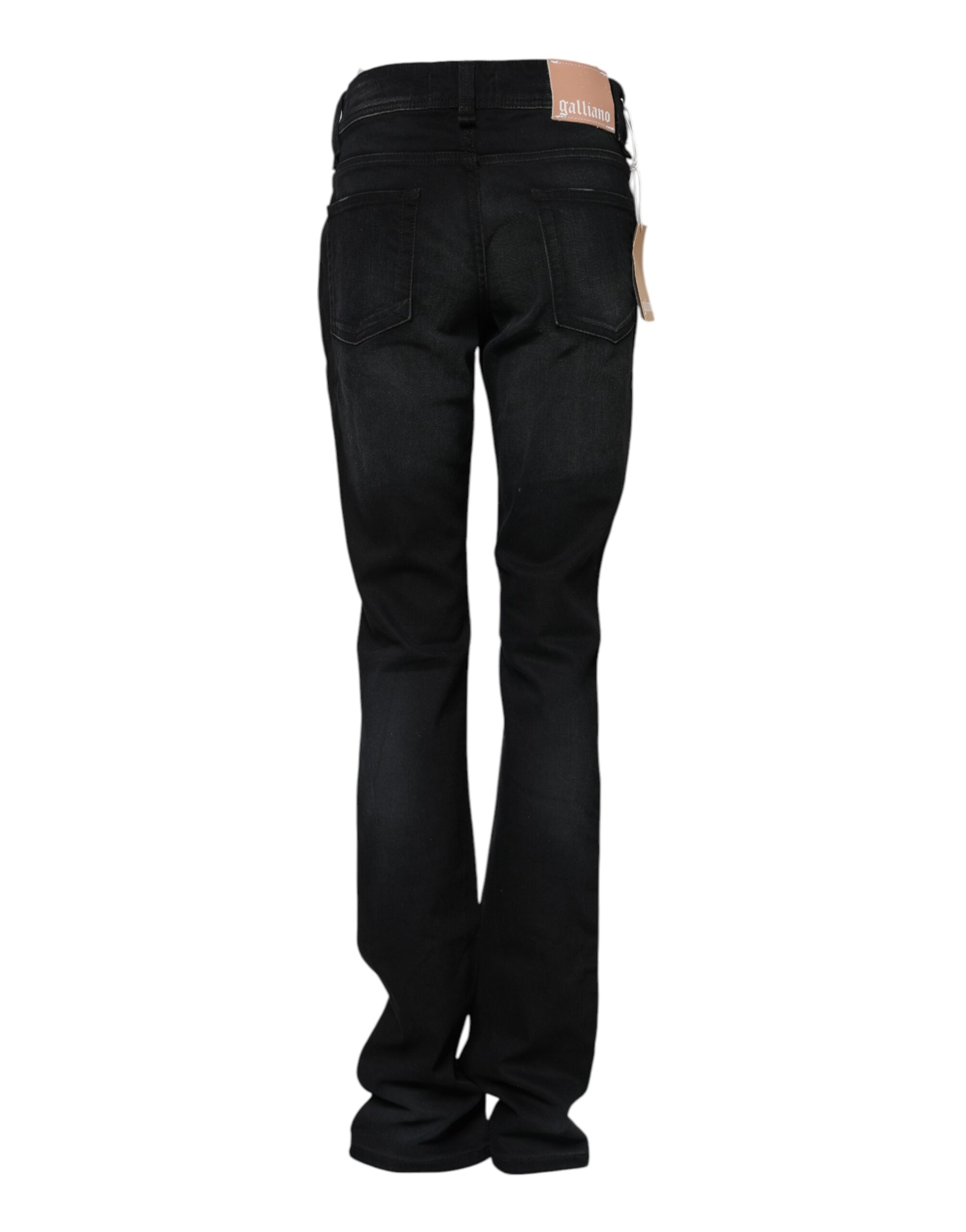 John Galliano Black Cotton Mid Waist Tapered Denim Jeans - Luxe Nova