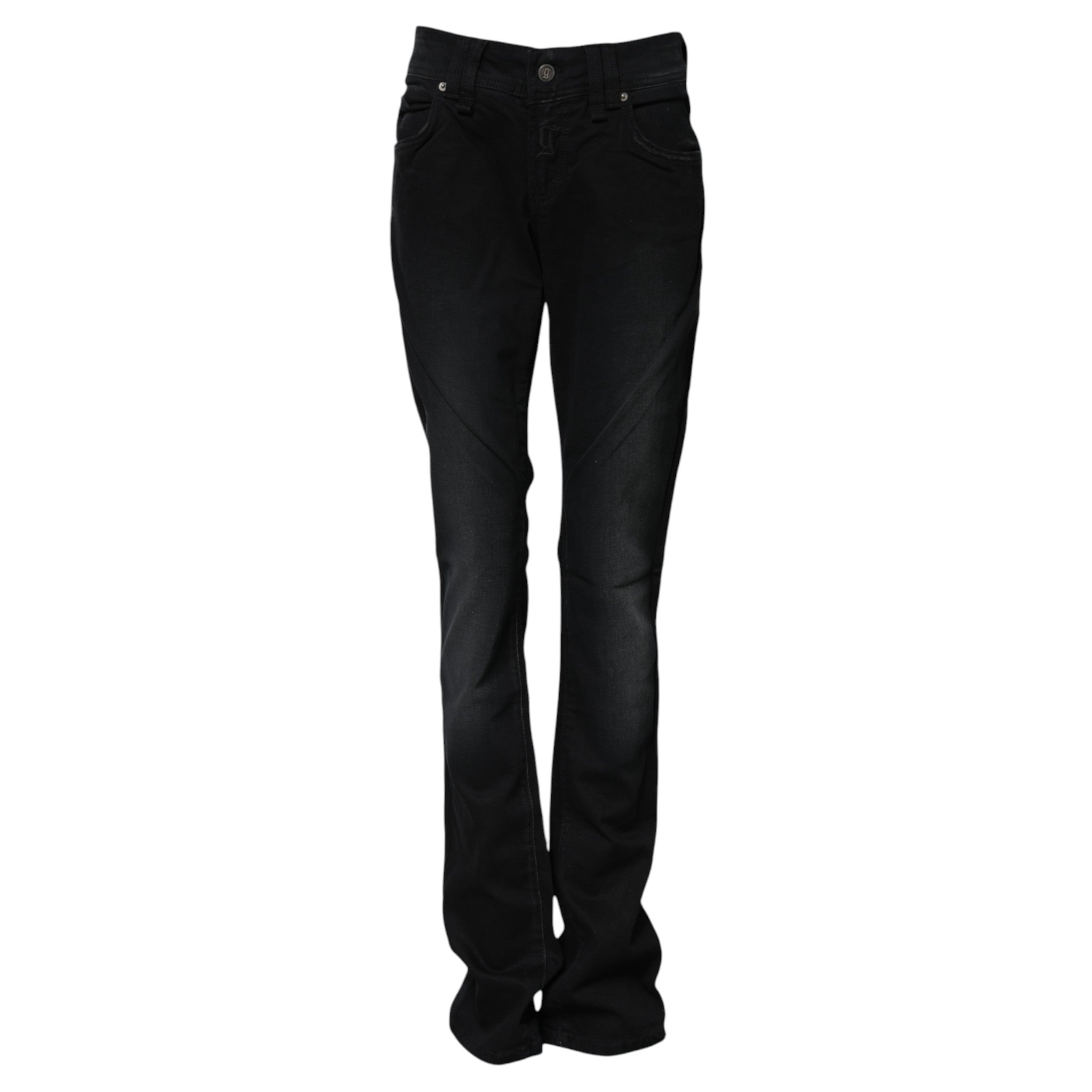 John Galliano Black Cotton Mid Waist Tapered Denim Jeans - Luxe Nova