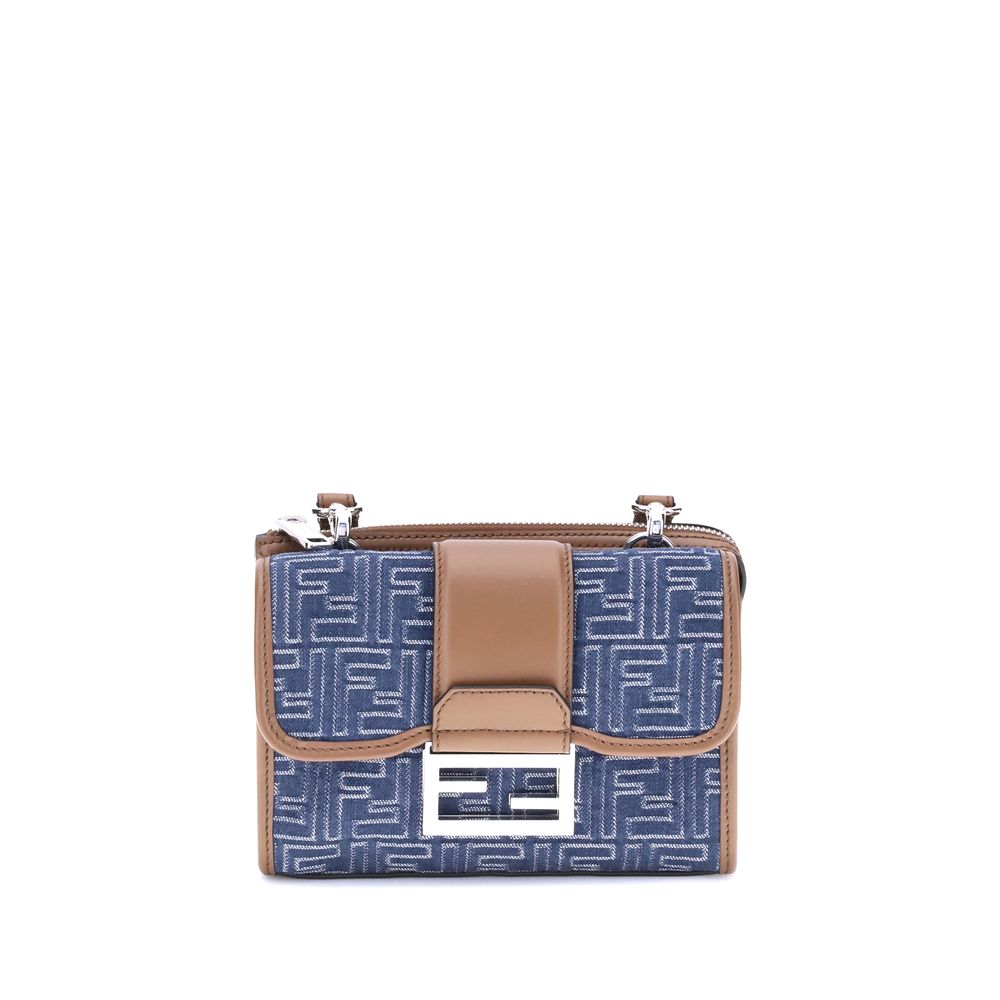 Fendi Blue Cotton Shoulder Bag