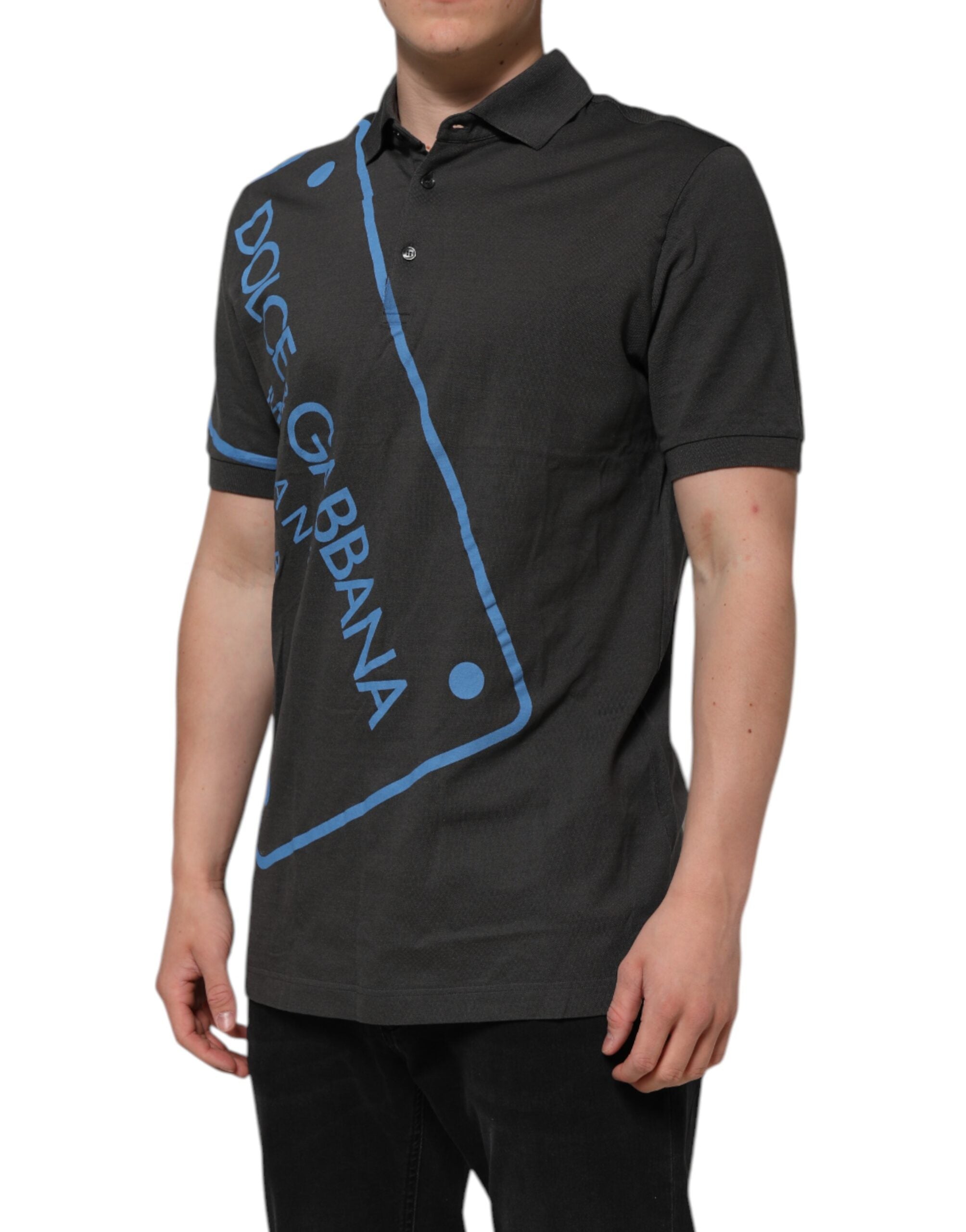 Dolce & Gabbana Dark Gray Short Sleeve Collared Polo T-shirt
