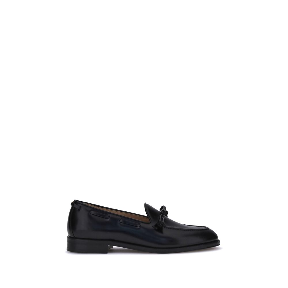 Valentino Garavani Black Calf Leather Bos Taurus Slip-On Loafers - Luxe Nova