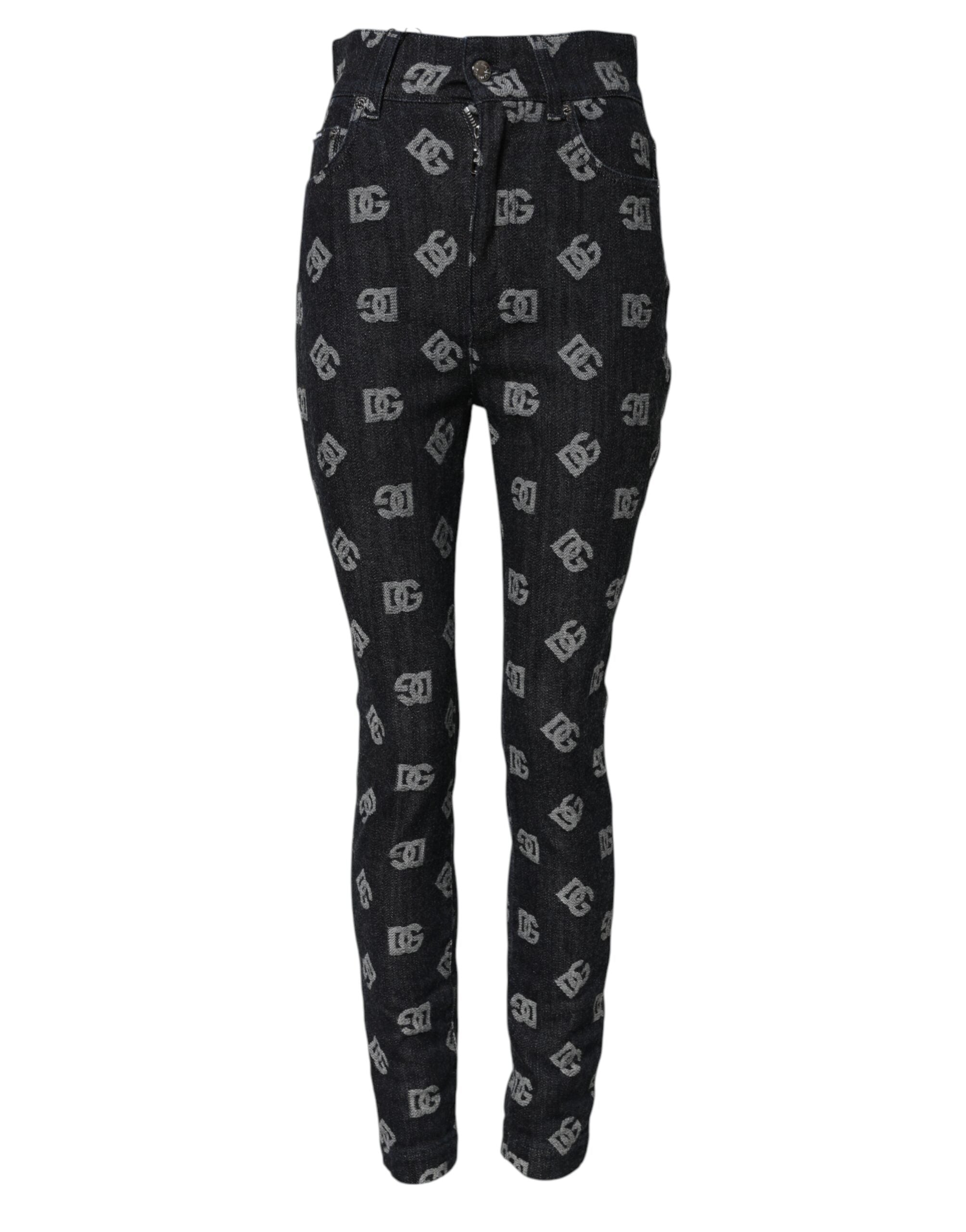 Dolce & Gabbana Black DG Logo High Waist Skinny Denim Jeans