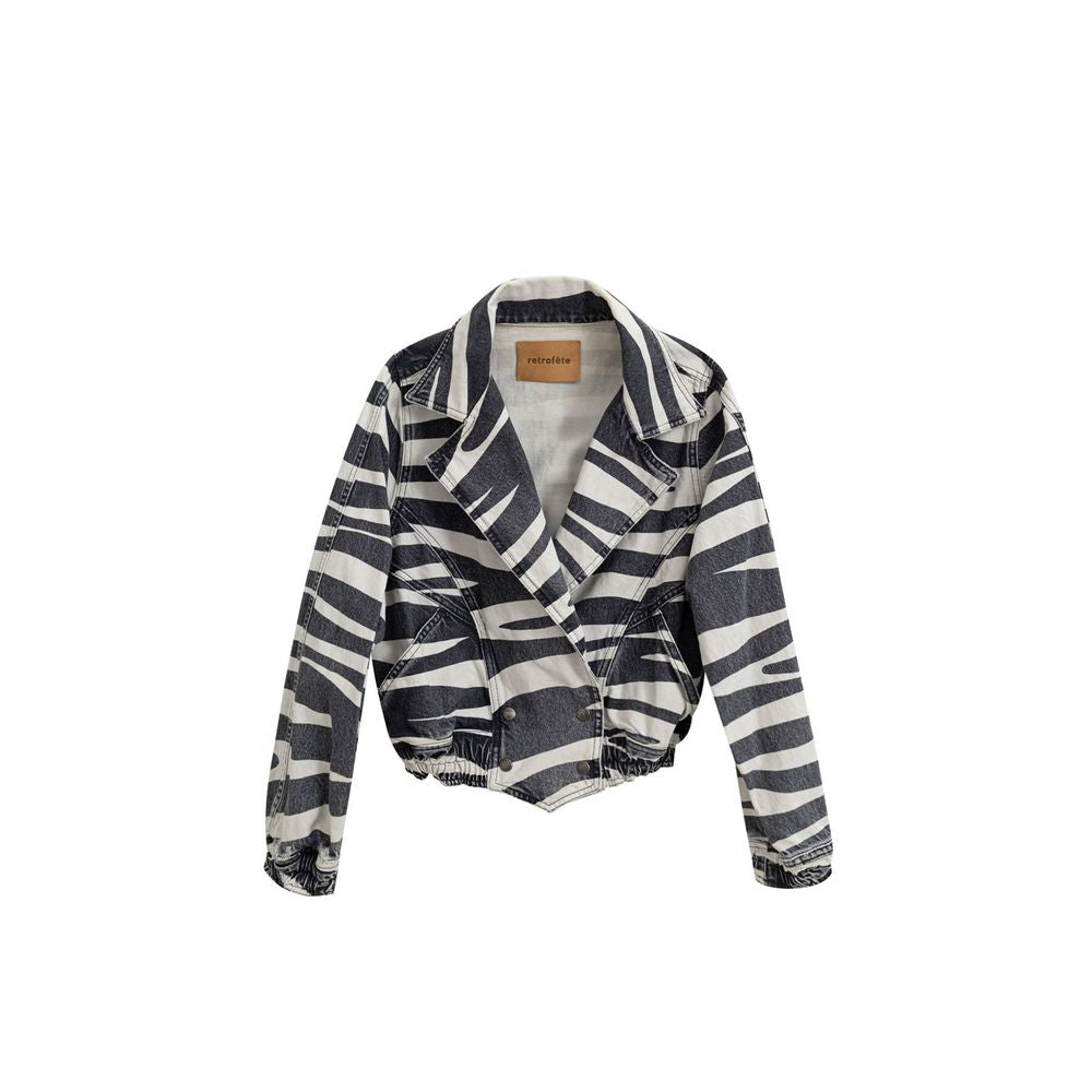 Retrofête Black And White Cotton Blazer