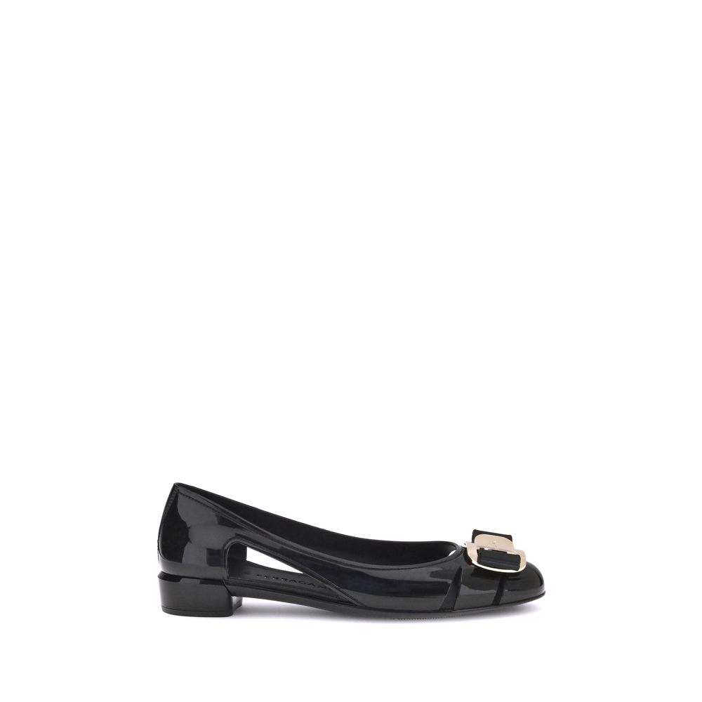 Ferragamo Black Pvc Ballet Flats