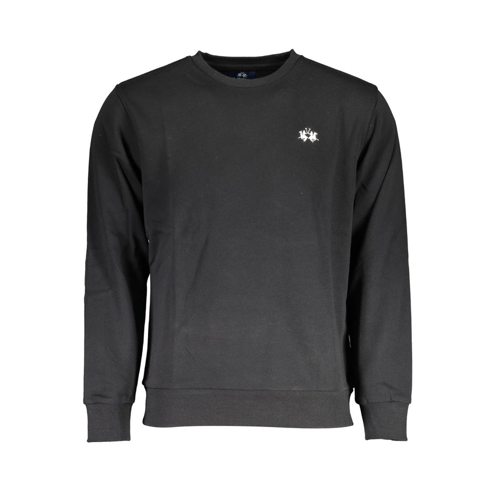 La Martina Black Cotton Men Sweater - Luxe Nova