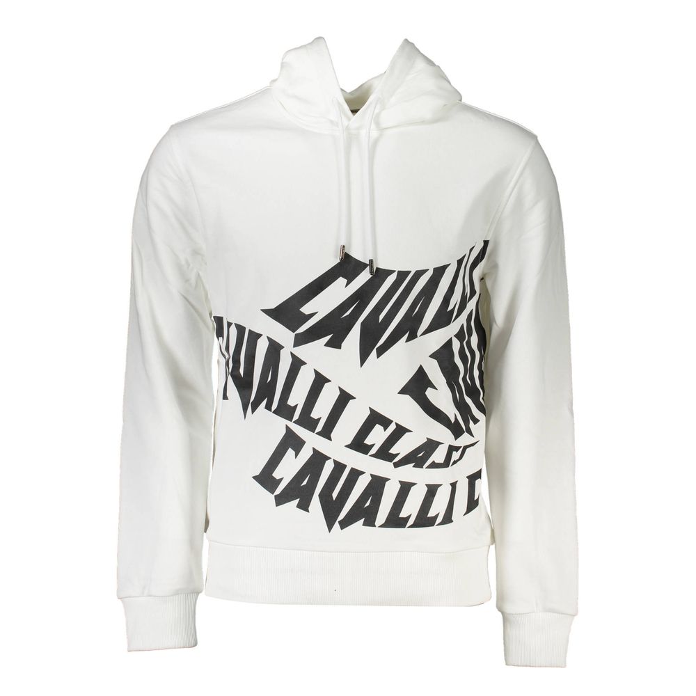 Cavalli Class White Cotton Men Sweatshirt - Luxe Nova