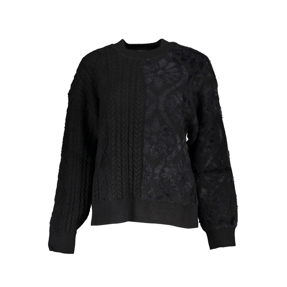 Desigual Black Cotton Women Sweater with Turtleneck - Luxe Nova