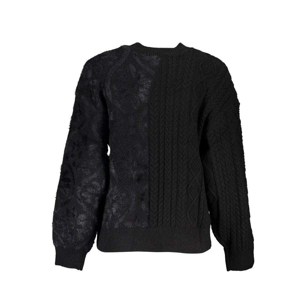 Desigual Black Cotton Women Sweater with Turtleneck - Luxe Nova