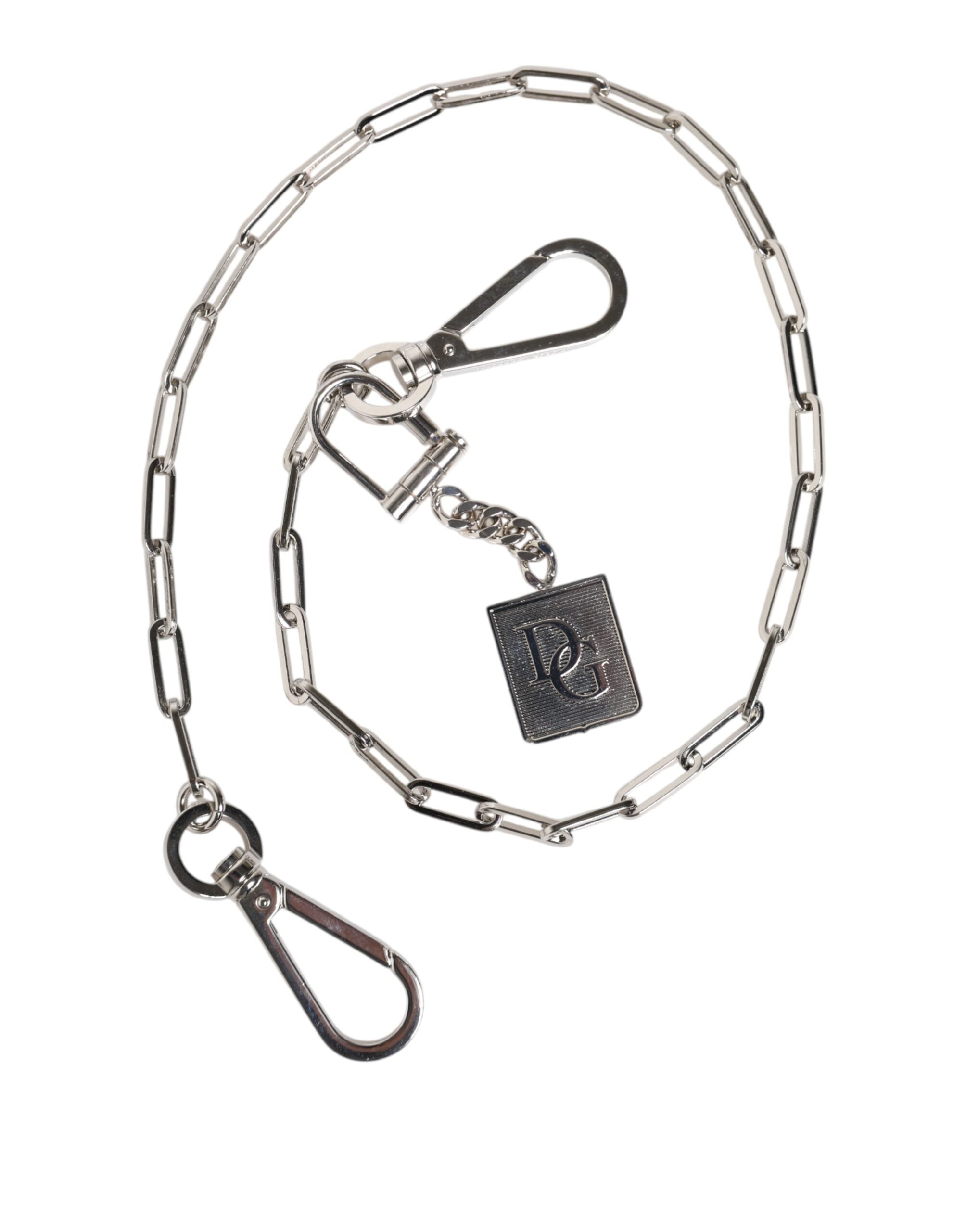 Dolce & Gabbana Silver Tone Metal Chain DG Charm Belt Keychain - Luxe Nova