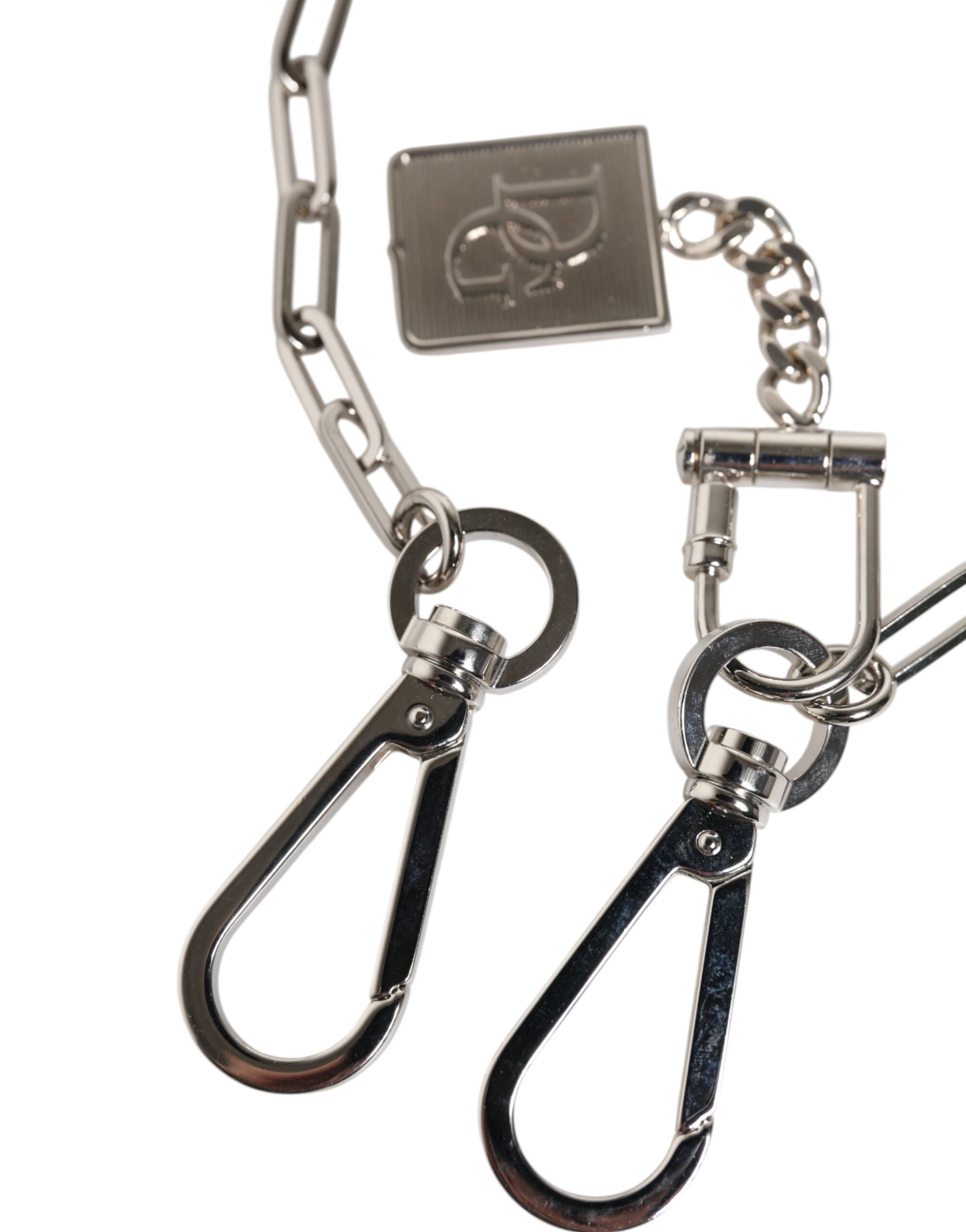 Dolce & Gabbana Silver Tone Metal Chain DG Charm Belt Keychain - Luxe Nova