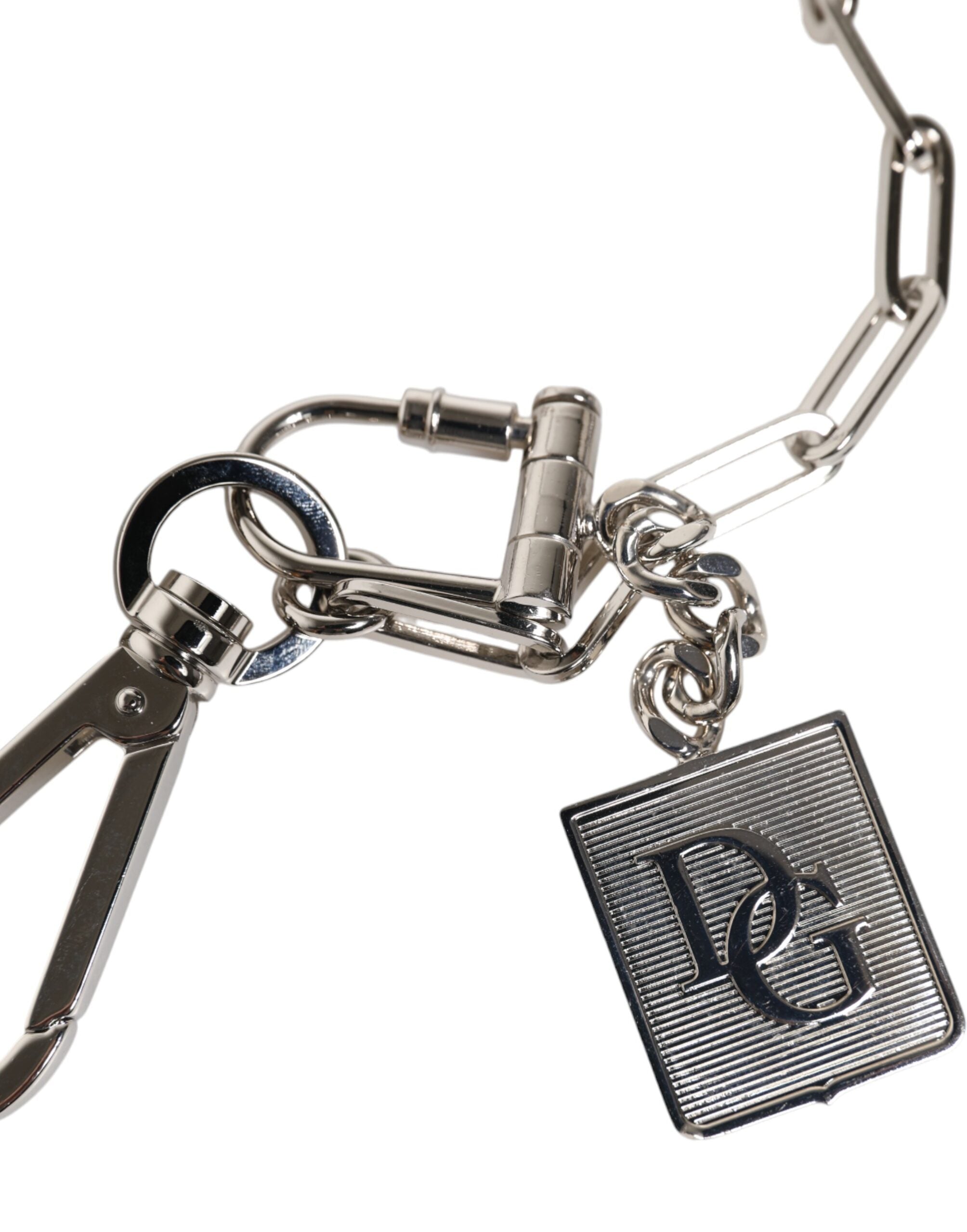 Dolce & Gabbana Silver Tone Metal Chain DG Charm Belt Keychain - Luxe Nova