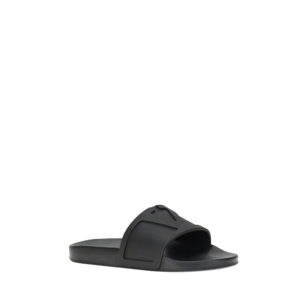 Valentino Garavani Black Rubber Flat Sandals - Luxe Nova