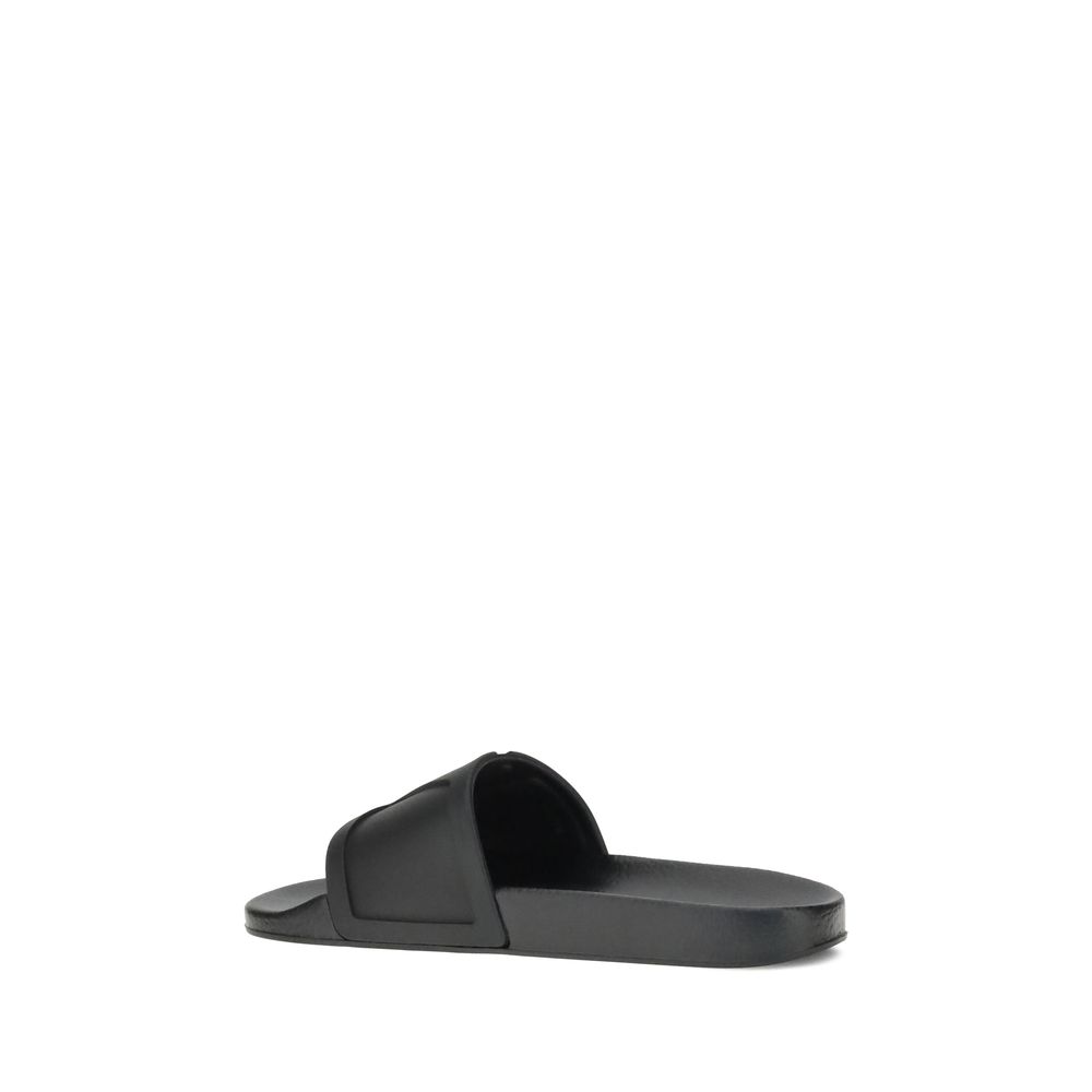 Valentino Garavani Black Rubber Flat Sandals - Luxe Nova