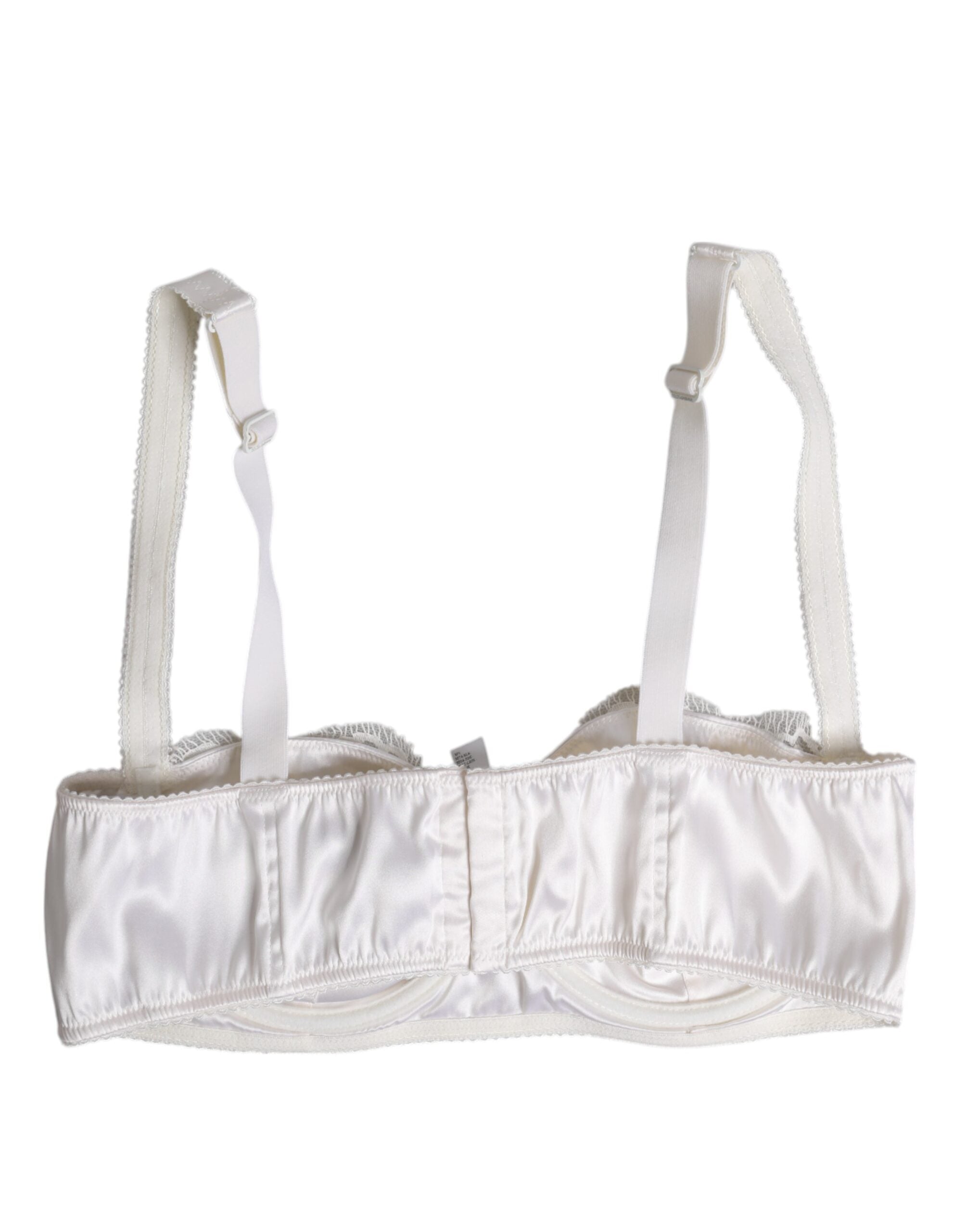 Dolce & Gabbana White Silk Underwired Balconette Bra Underwear - Luxe Nova