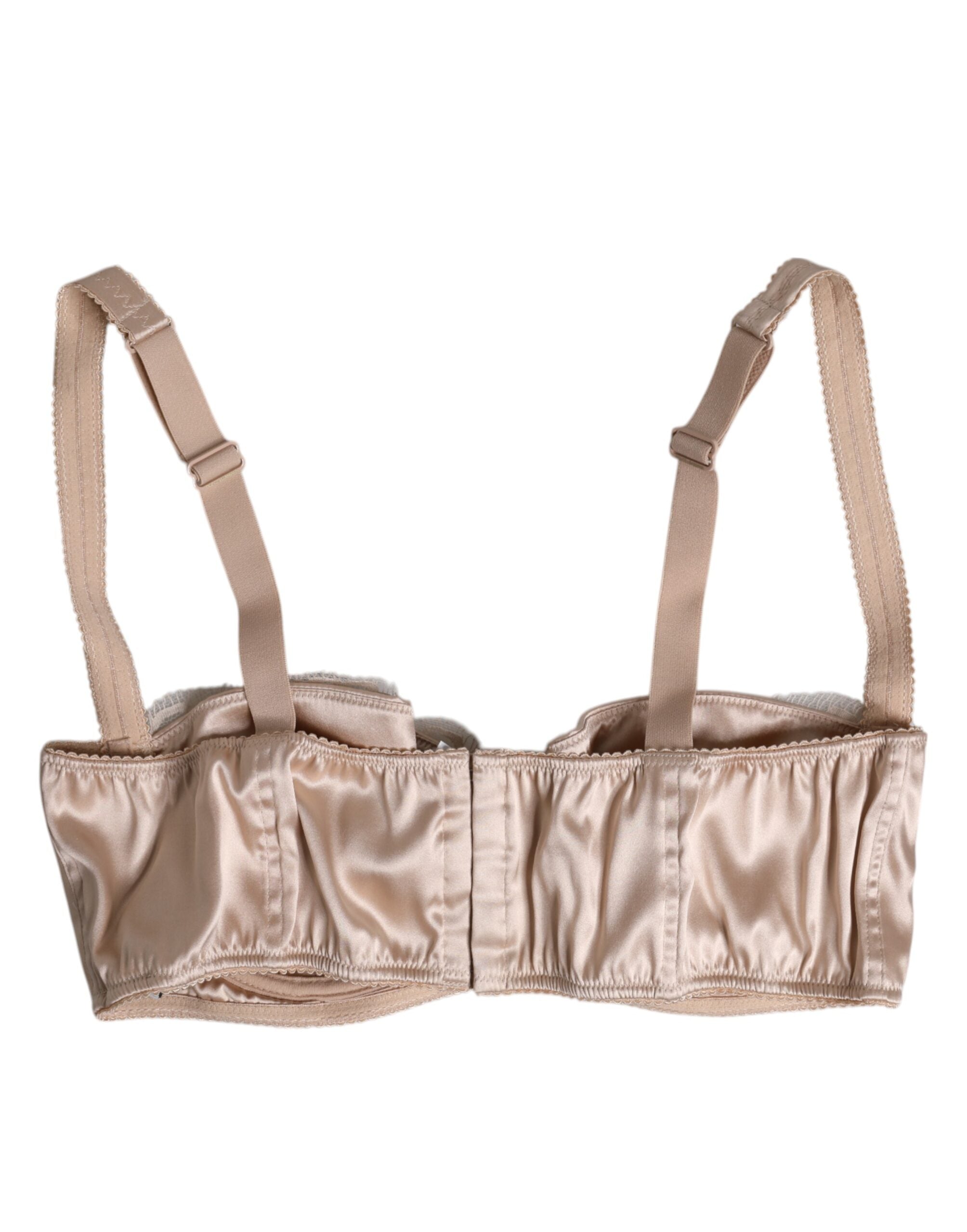 Dolce & Gabbana Biege Silk Underwired Balconette Bra Underwear - Luxe Nova