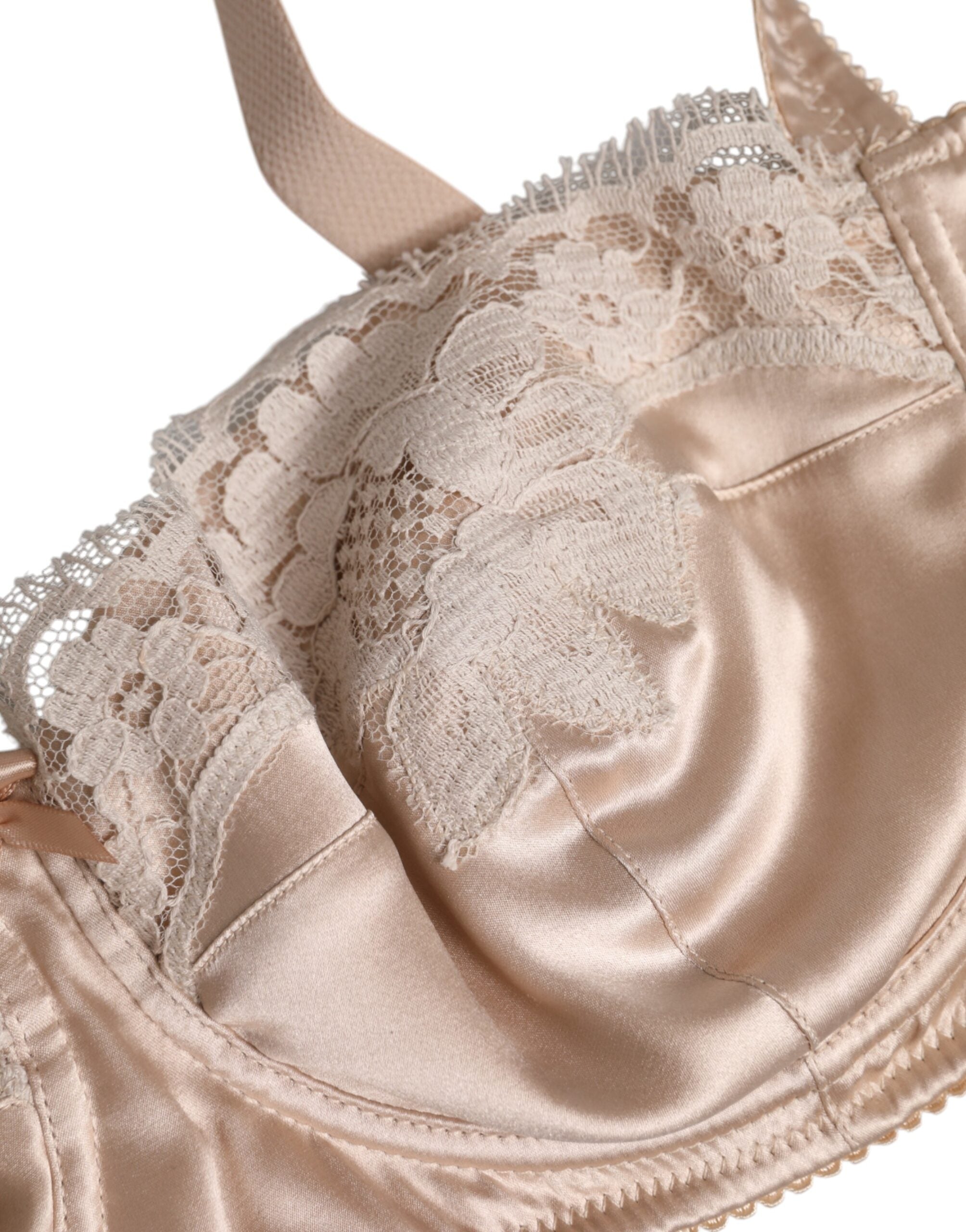 Dolce & Gabbana Biege Silk Underwired Balconette Bra Underwear - Luxe Nova
