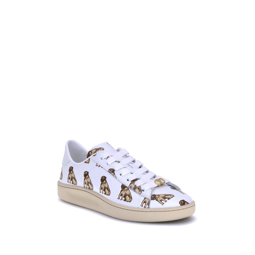 Valentino Garavani White Calf Leather Bos Taurus Low Top Sneakers - Luxe Nova