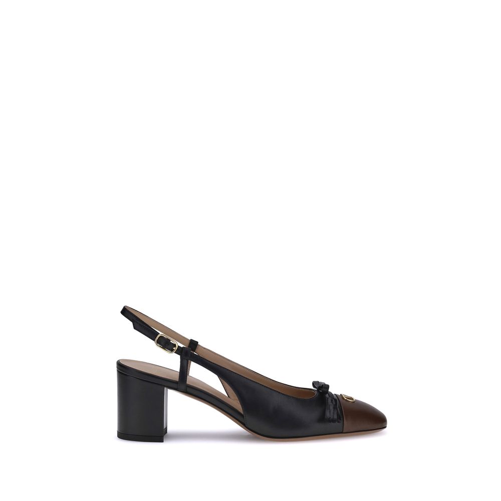 Valentino Garavani Black Calf Leather Bos Taurus Mid Heel Pumps - Luxe Nova