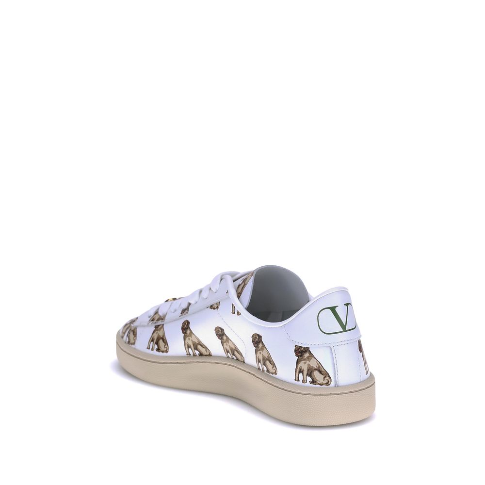 Valentino Garavani White Calf Leather Bos Taurus Low Top Sneakers - Luxe Nova