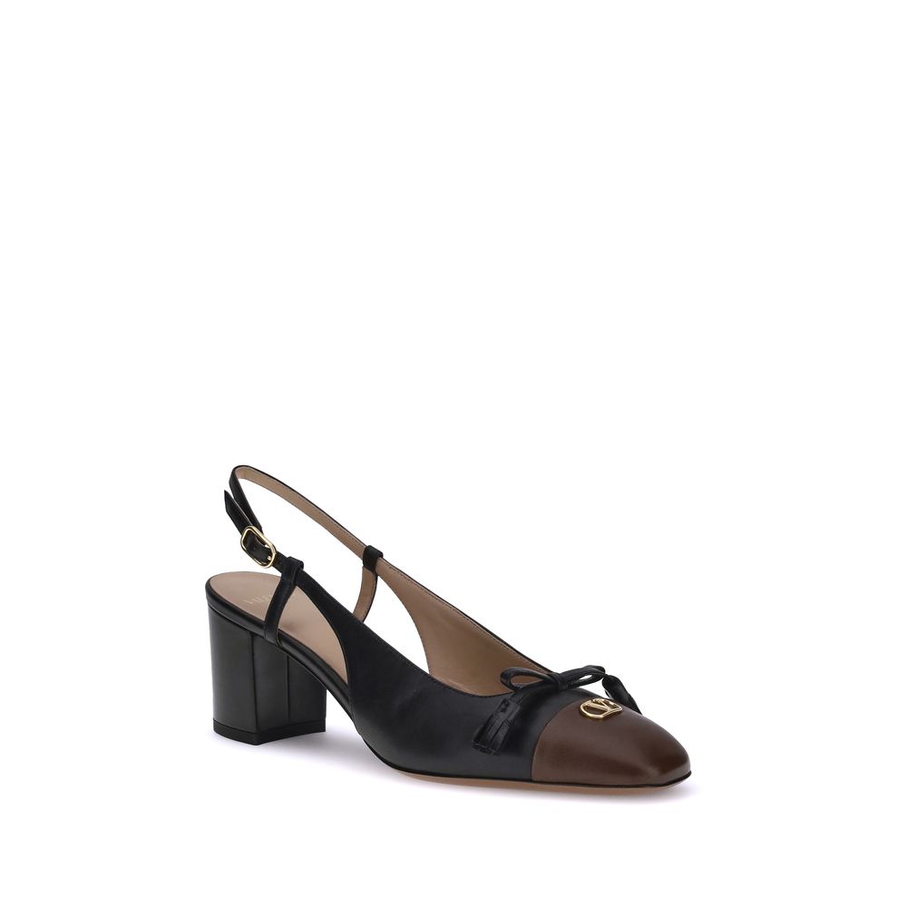Valentino Garavani Black Calf Leather Bos Taurus Mid Heel Pumps - Luxe Nova
