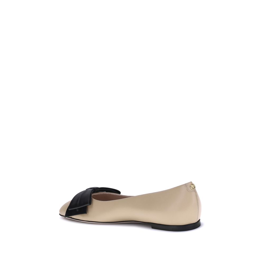 Valentino Garavani Brown Calf Leather Bos Taurus Ballet Flats - Luxe Nova