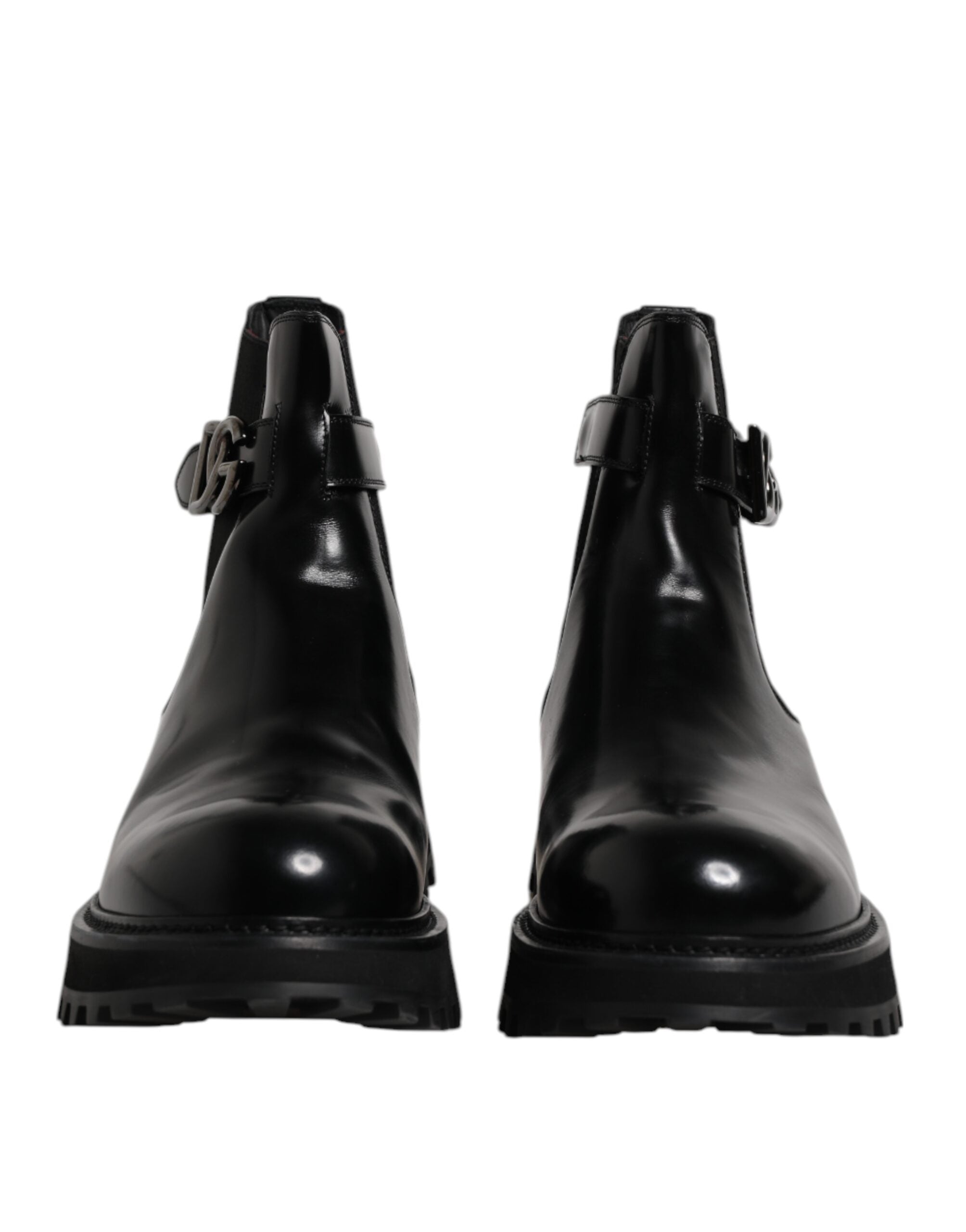 Dolce & Gabbana Black Belted DG Logo Men Chelsea Boots Shoes - Luxe Nova