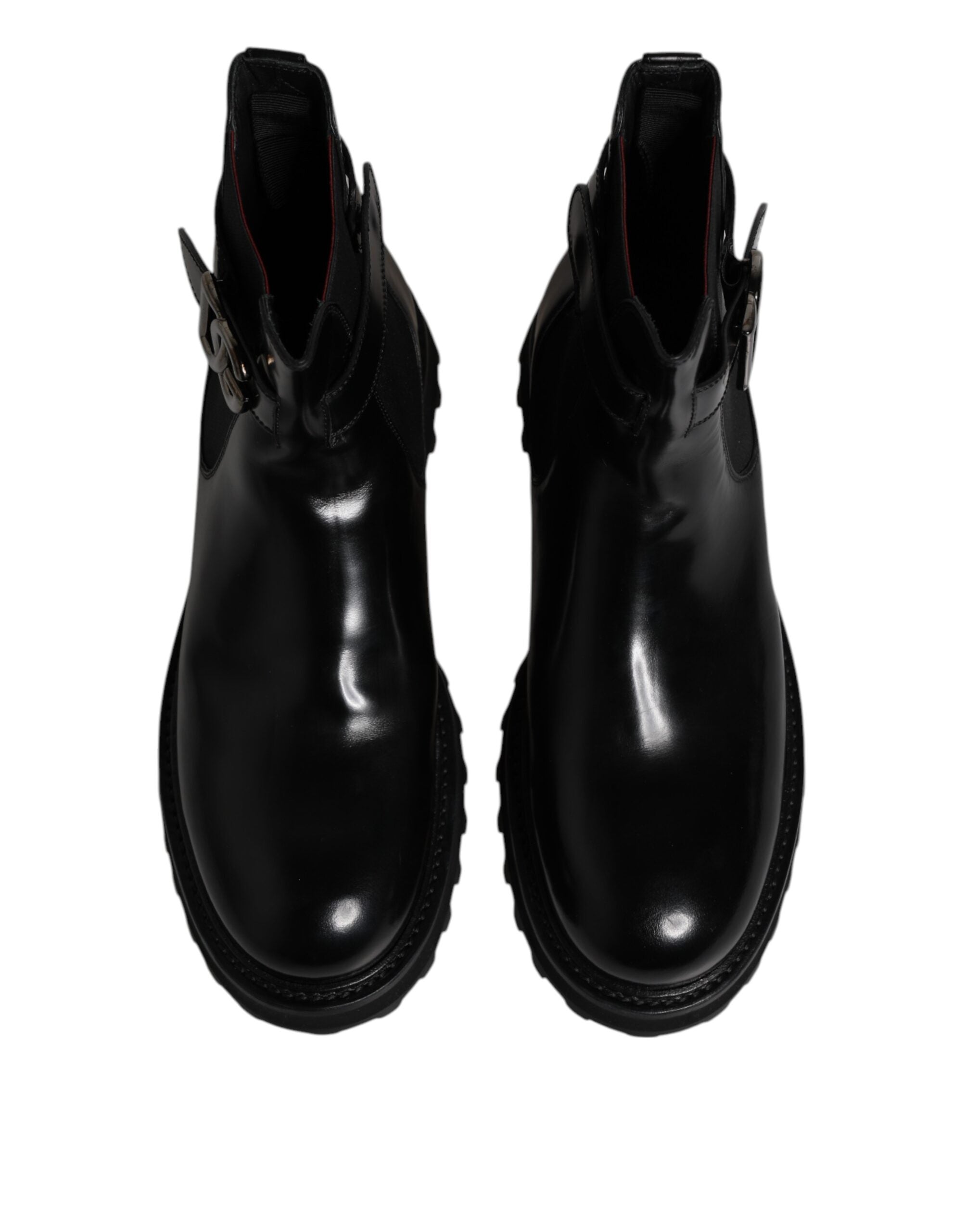 Dolce & Gabbana Black Belted DG Logo Men Chelsea Boots Shoes - Luxe Nova