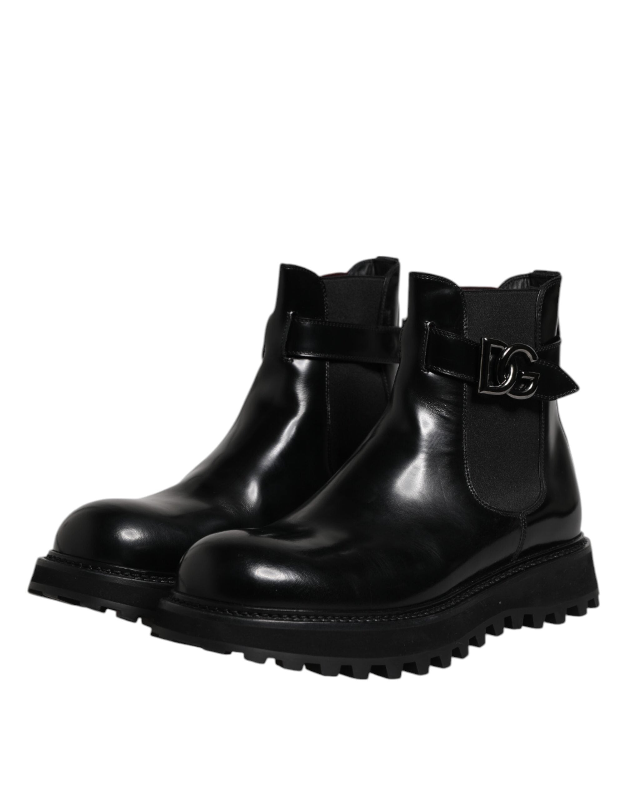 Dolce & Gabbana Black Belted DG Logo Men Chelsea Boots Shoes - Luxe Nova