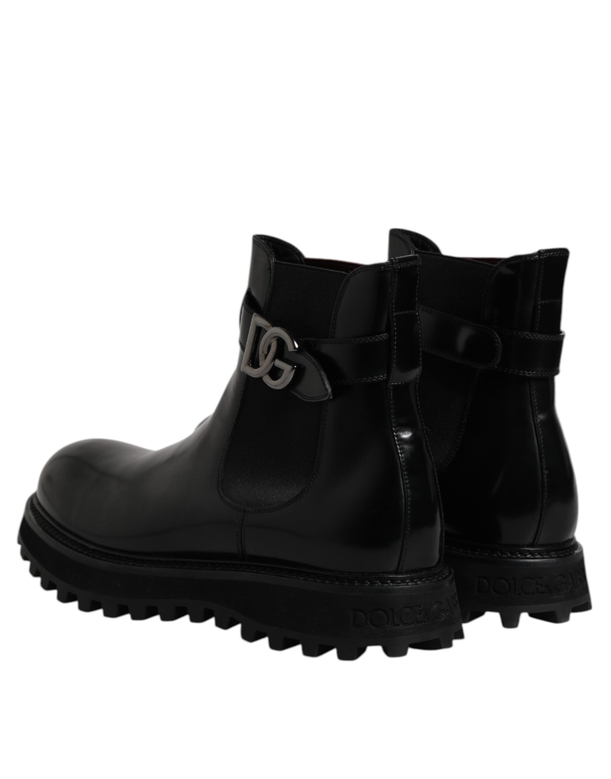 Dolce & Gabbana Black Belted DG Logo Men Chelsea Boots Shoes - Luxe Nova