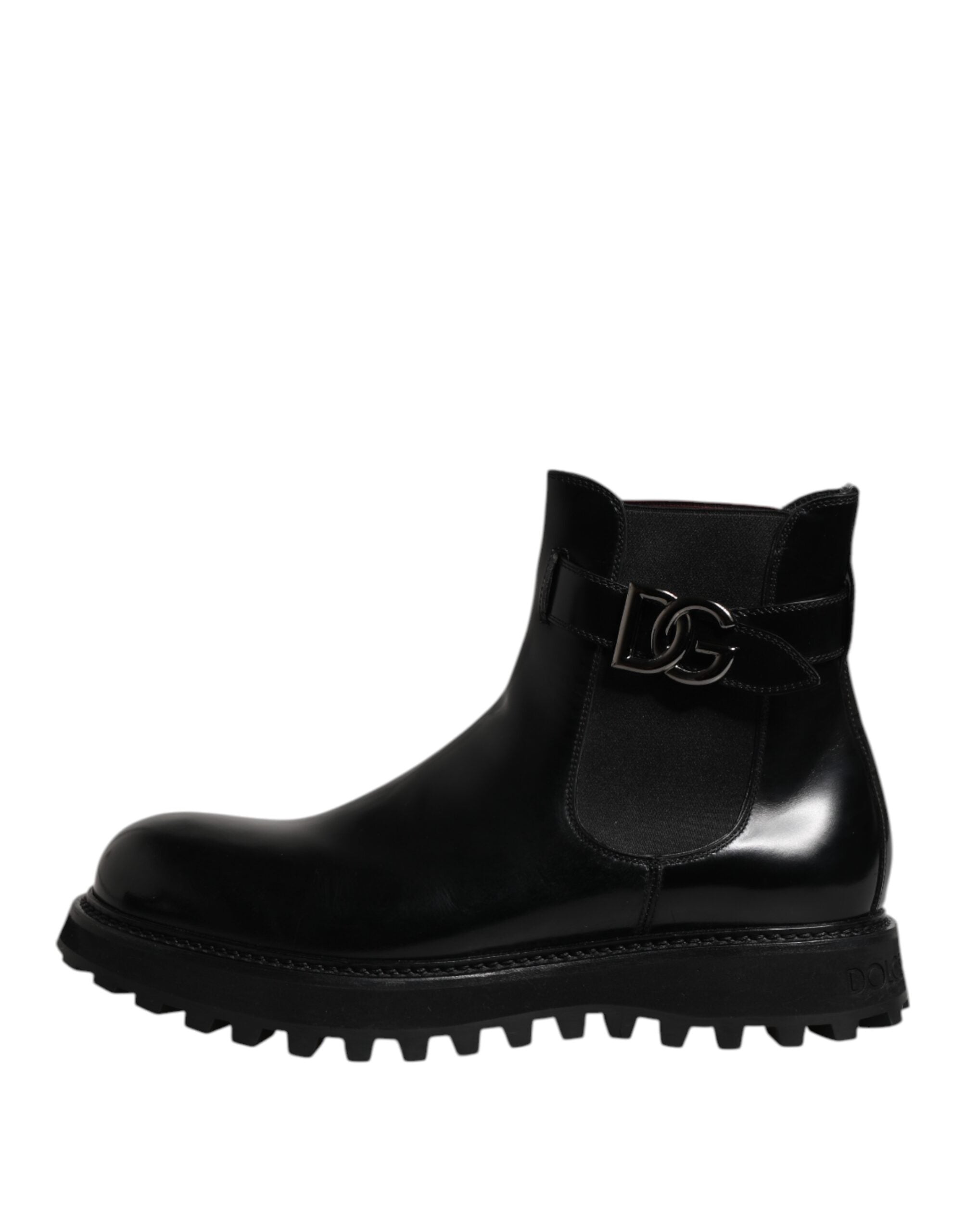 Dolce & Gabbana Black Belted DG Logo Men Chelsea Boots Shoes - Luxe Nova
