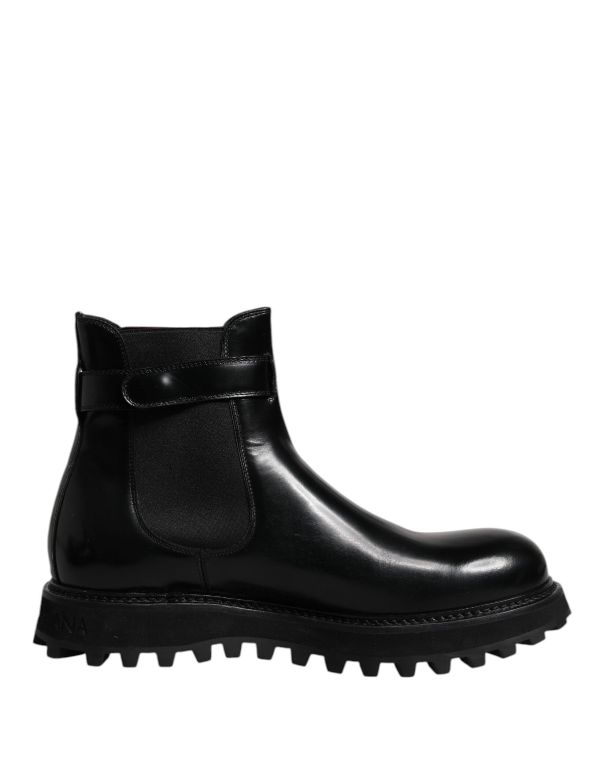 Dolce & Gabbana Black Belted DG Logo Men Chelsea Boots Shoes - Luxe Nova