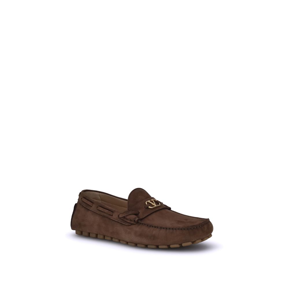 Valentino Garavani Brown Calf Leather Bos Taurus Slip-On Loafers - Luxe Nova