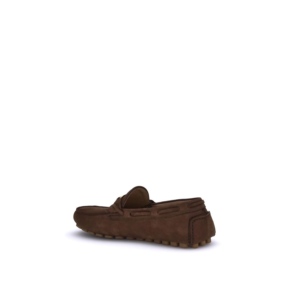 Valentino Garavani Brown Calf Leather Bos Taurus Slip-On Loafers - Luxe Nova