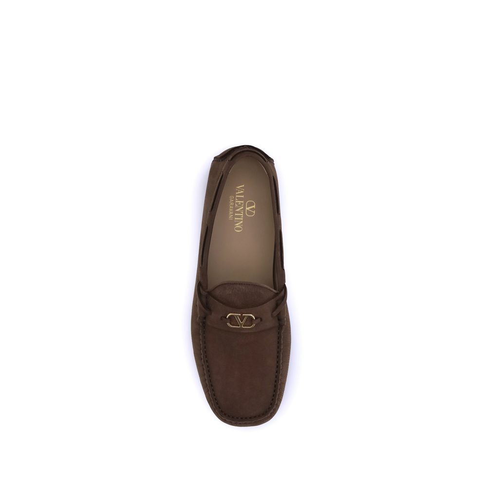 Valentino Garavani Brown Calf Leather Bos Taurus Slip-On Loafers - Luxe Nova