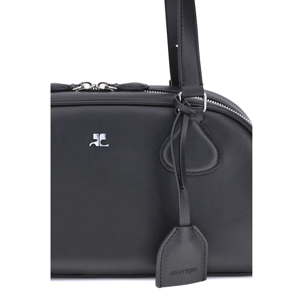 Courrèges Black Calf Leather Bos Taurus Shoulder Bag