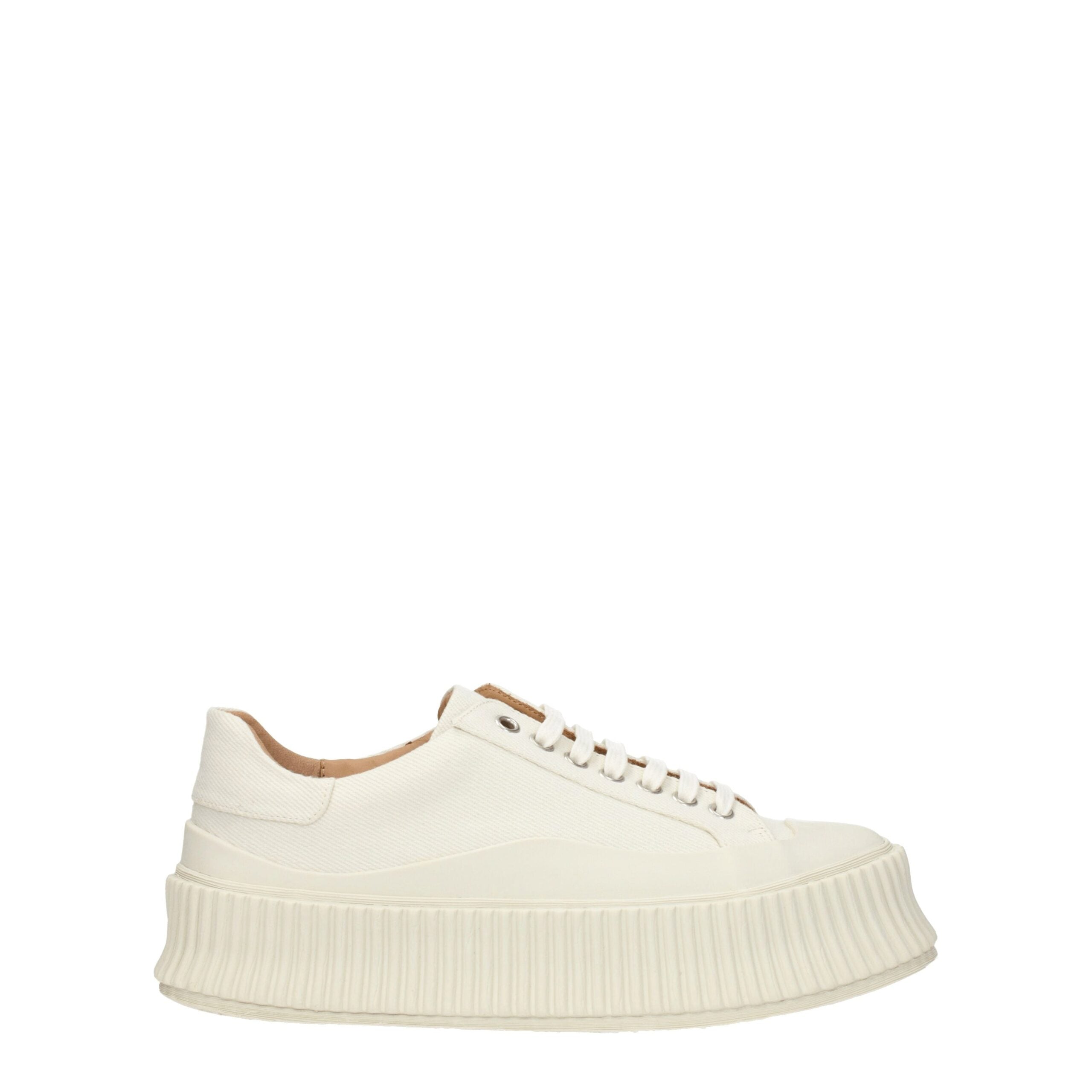 Jil Sander White Fabric Platform Sneakers - Luxe Nova