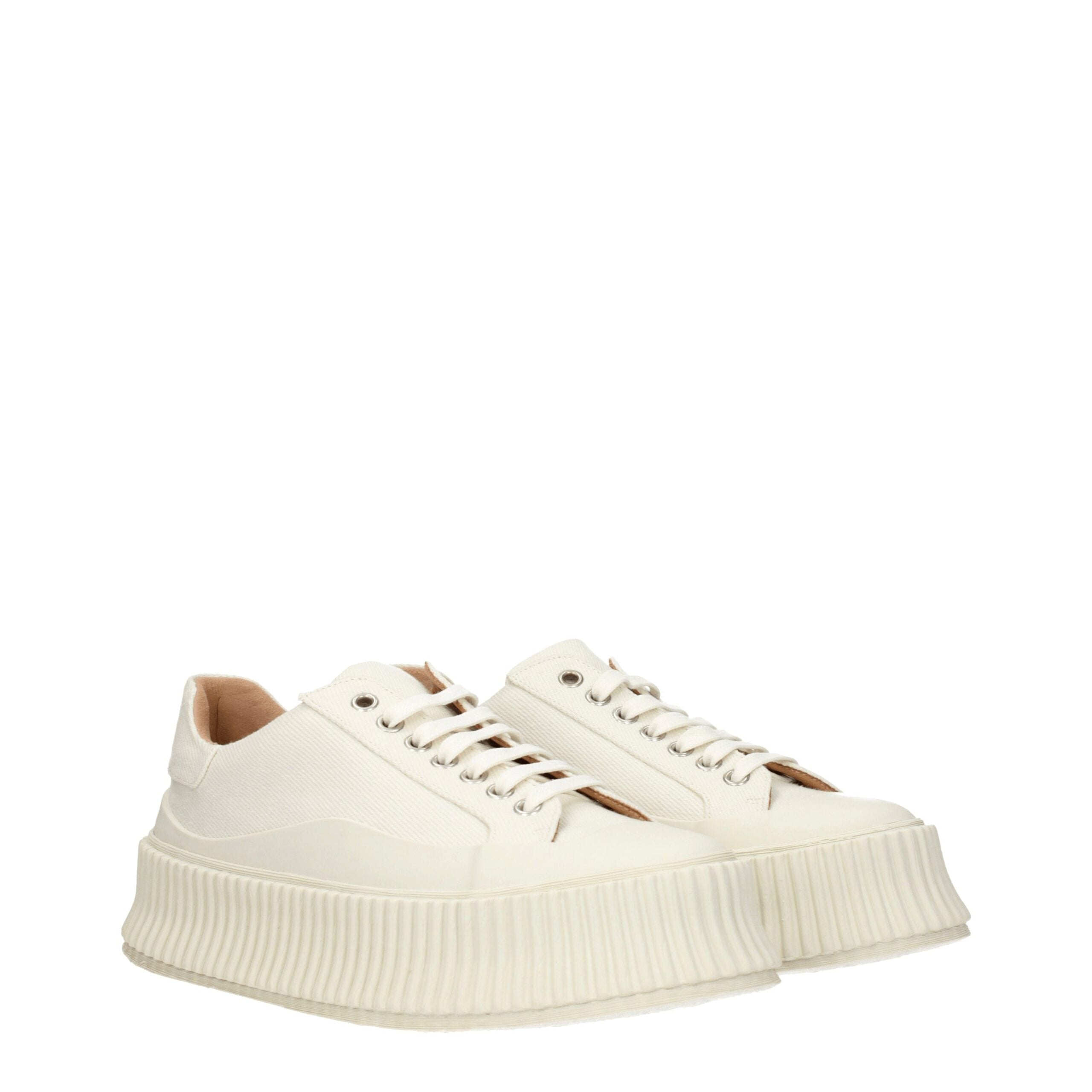 Jil Sander White Fabric Platform Sneakers - Luxe Nova