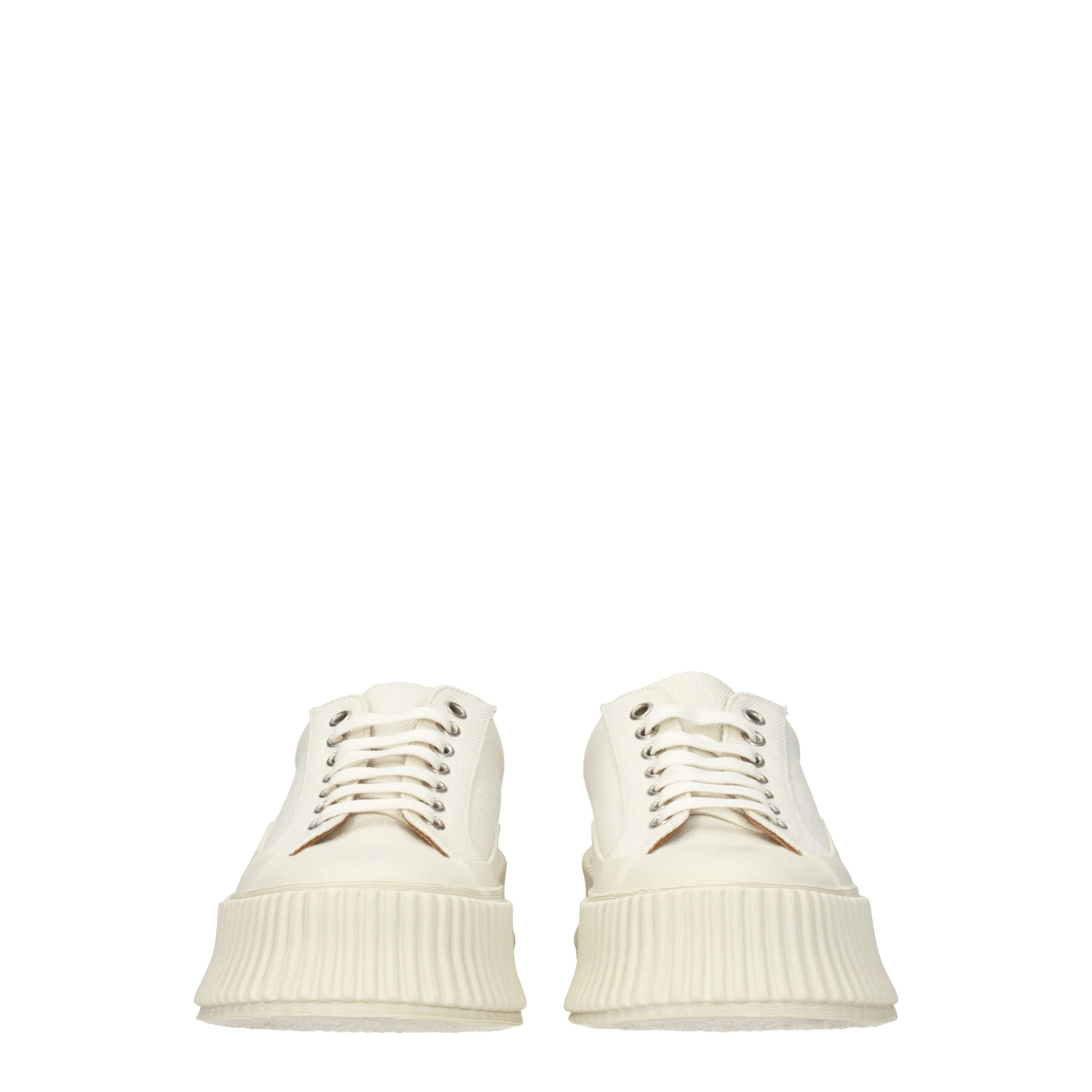 Jil Sander White Fabric Platform Sneakers - Luxe Nova