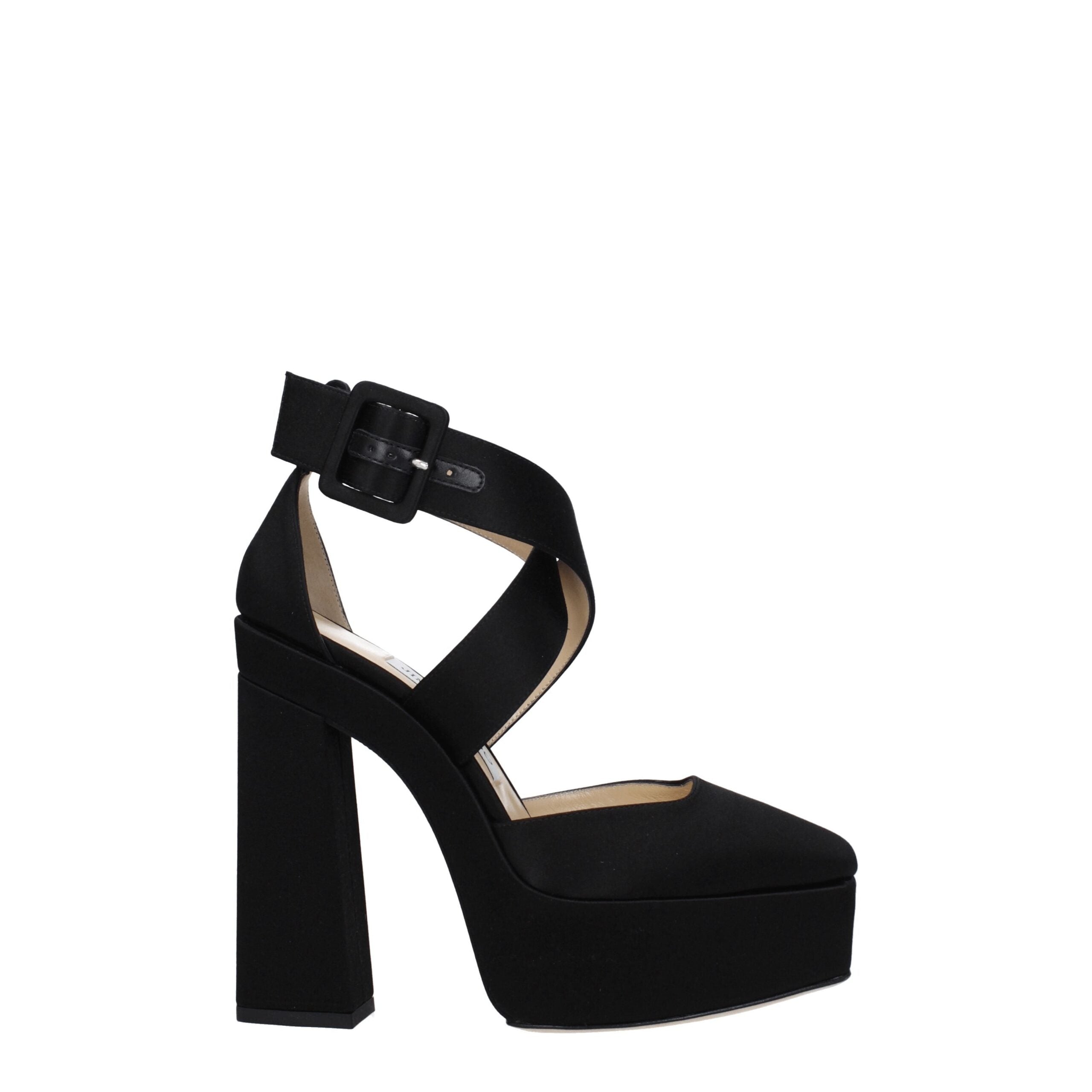 Jimmy Choo Black Satin Platform Sandals - Luxe Nova