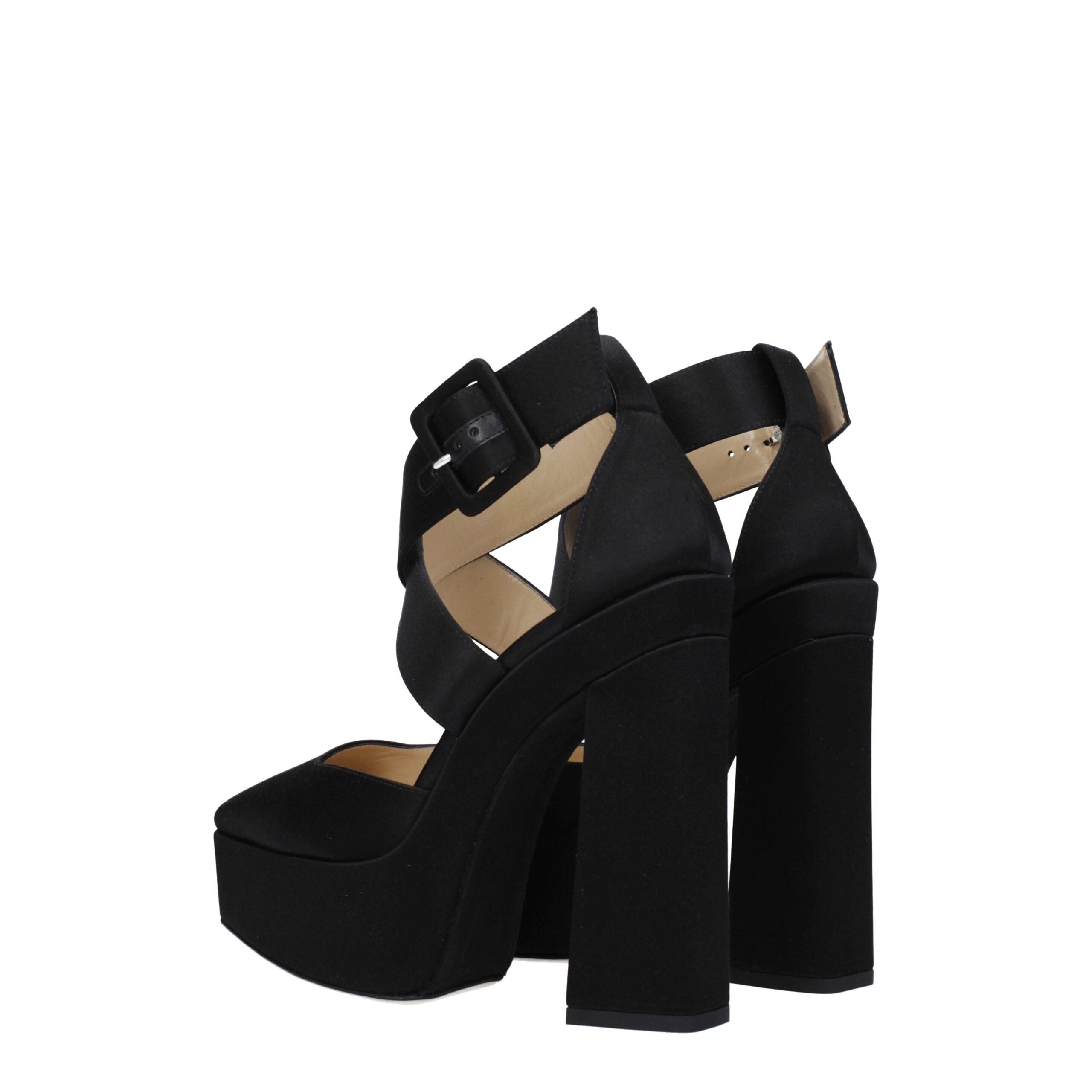 Jimmy Choo Black Satin Platform Sandals - Luxe Nova