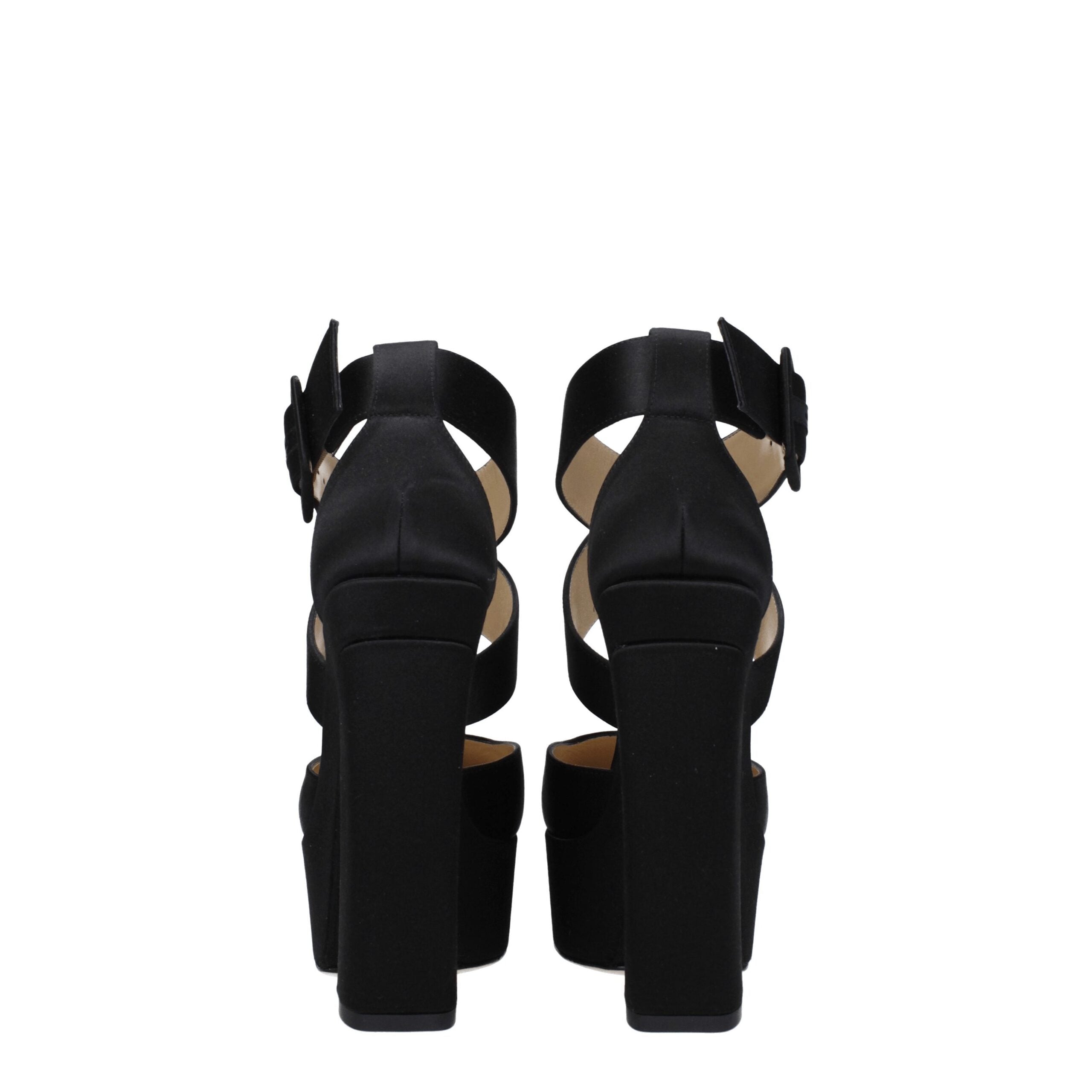 Jimmy Choo Black Satin Platform Sandals - Luxe Nova