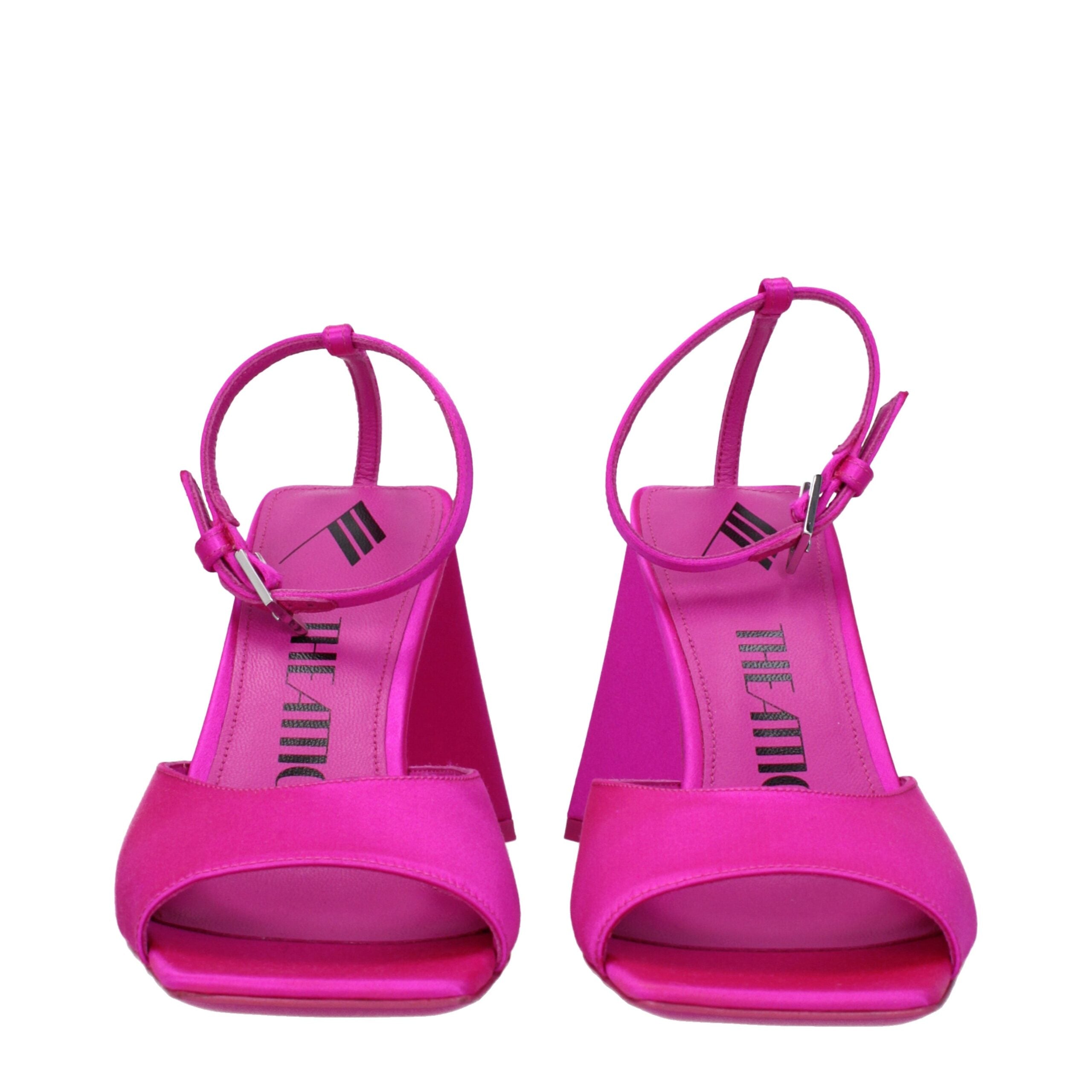 The Attico Pink Satin Stiletto Heel Sandals
